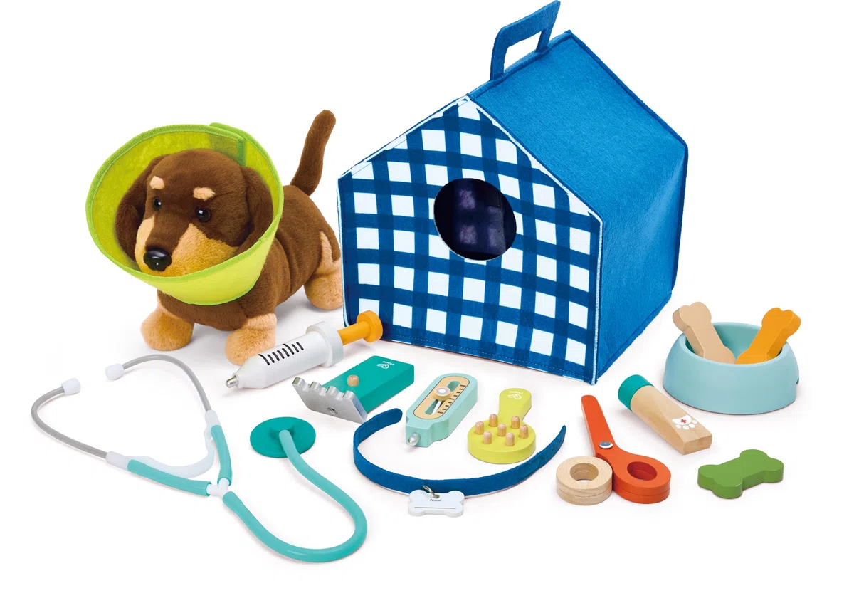 Hape Kit du Petit vétérinaire | Kit de Jouets en Bois pour Enfants | Clinique vétérinaire Portable
