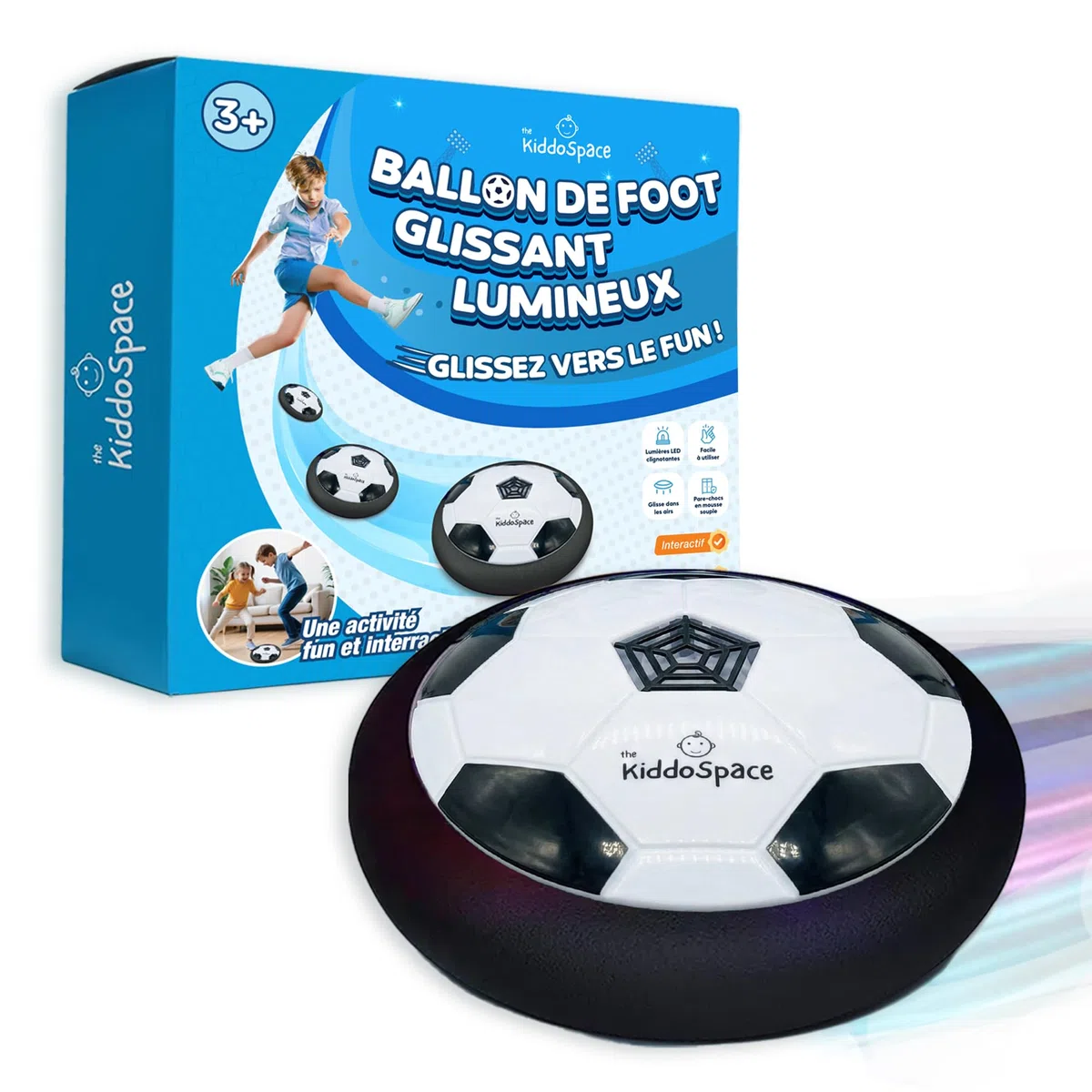 Ballon de Football Flottant LED pour Enfants – Jouet de Football d’Intérieur Lumineux – Ballon Flottant pour Garçons – Cadeau Sportif & Jeu en Plein Air – Super Jouet d’Anniversaire pour