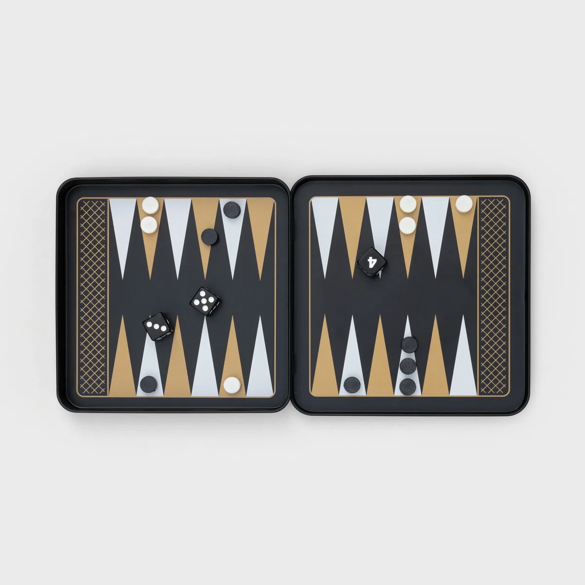 Iron & Glory Ensemble de Backgammon de Voyage magnétique en étain Durable avec pièces magnétiques sécurisées, Jeu de société Compact et Portable pour Jeu de stratégie Familial avec Pochette de