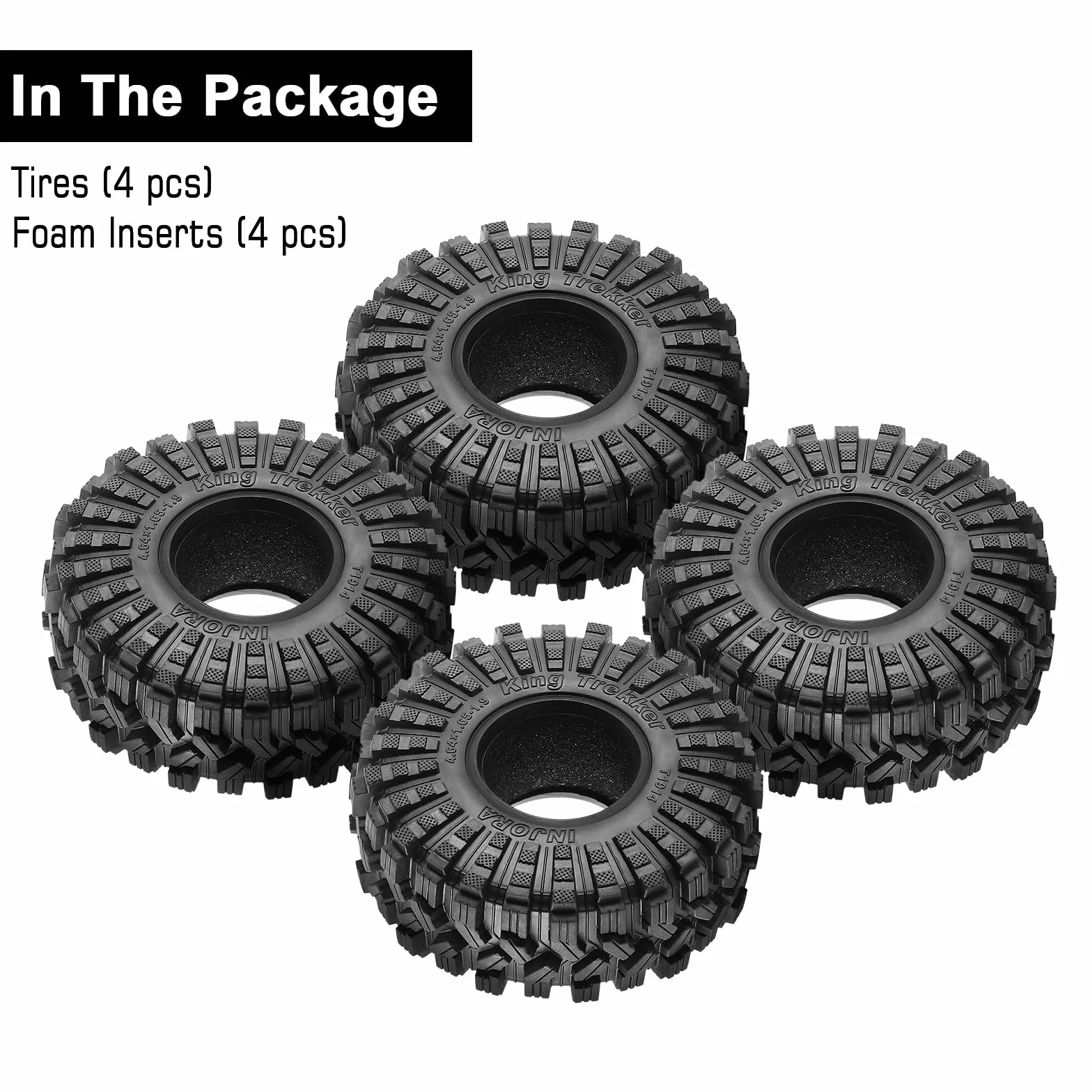 INJORA 1.9 Pneus Tout Terrain King Trekker S5 pour TRX4 SCX10 Amélioration RC Crawler 1/10 (118 * 42mm)