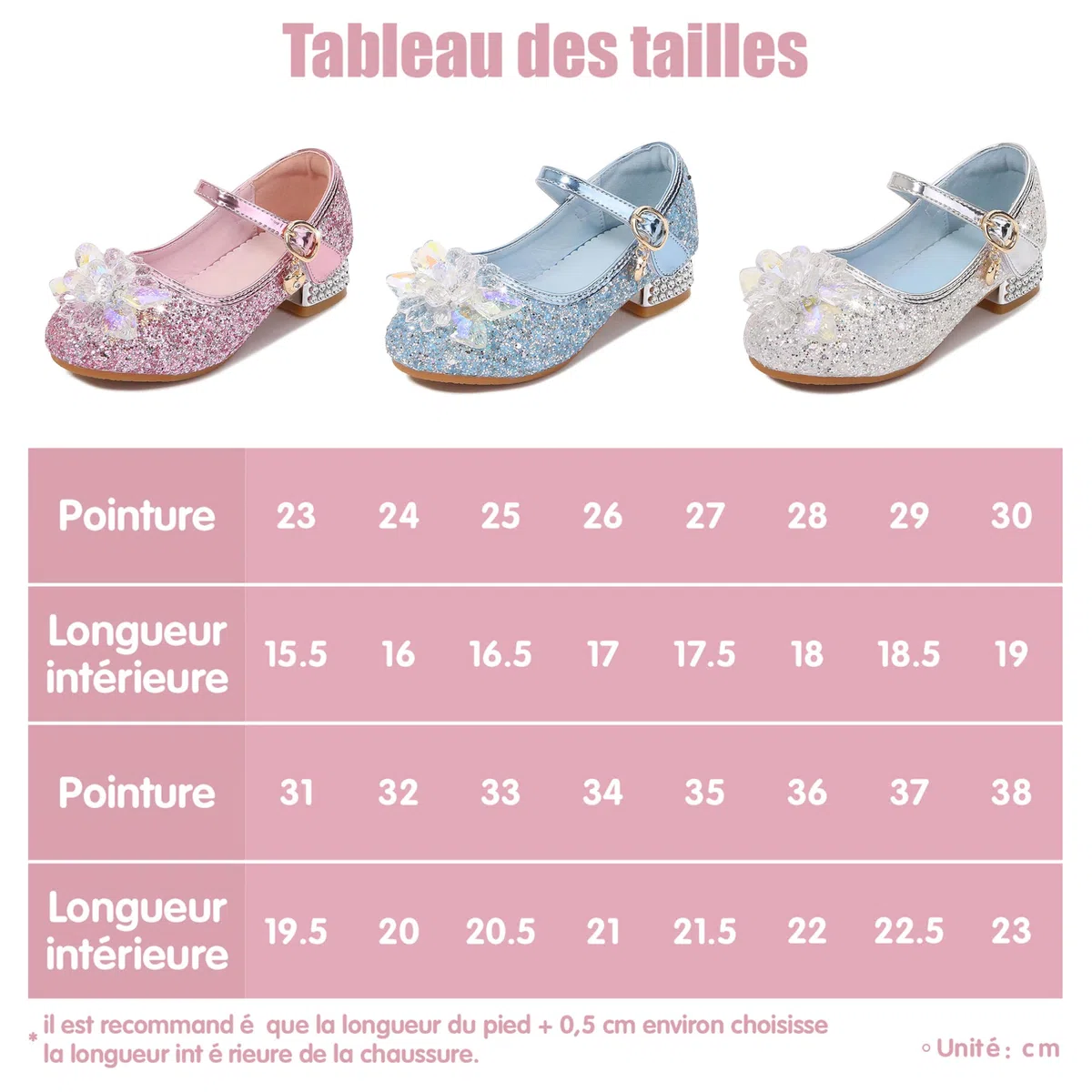 Déguisement Doux Chaussures Enfant Paillettes de Princesse Comfortable Mariage Noël Fête Anniversaire Carnaval Cérémonie Fête Cadeau Fille Ballerines Cosplay pour Enfant Costume