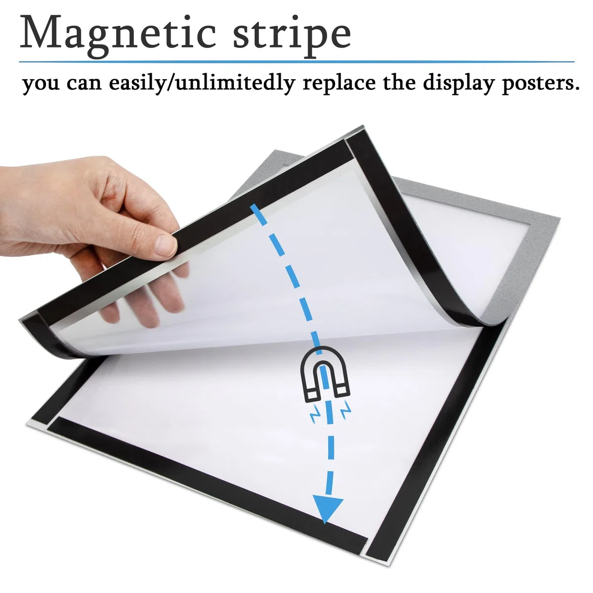 6 Pièces Cadre d'Affichage Magnétique A4, Autocollant, Adhésif pour Signe Enseignes Pochette d'Information avec Fermeture Magnétique (Argent)