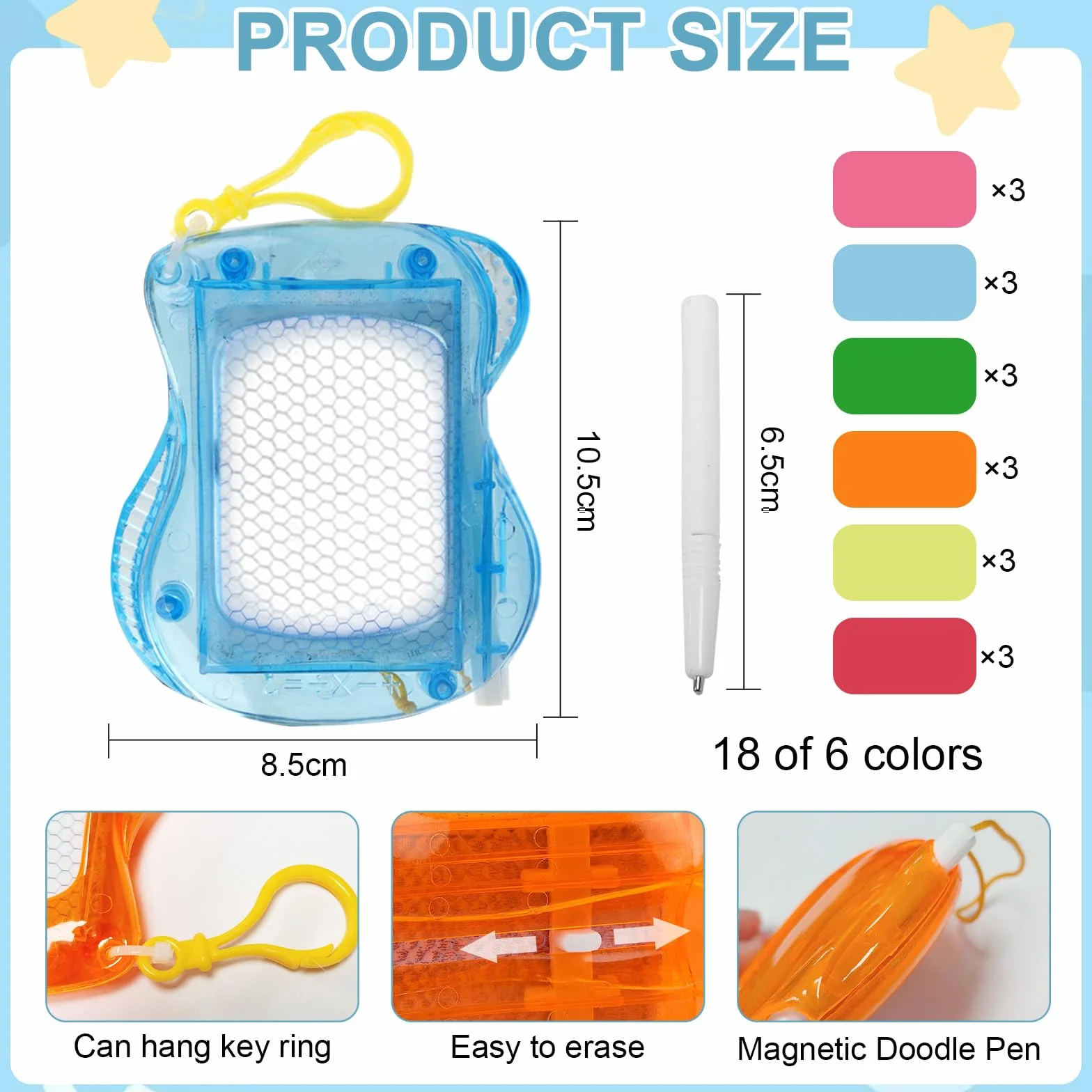 Lot de 18 mini tableaux magiques à colorier magnétiques pour enfants - Petit cadeau d'anniversaire d'enfant - Porte-clés