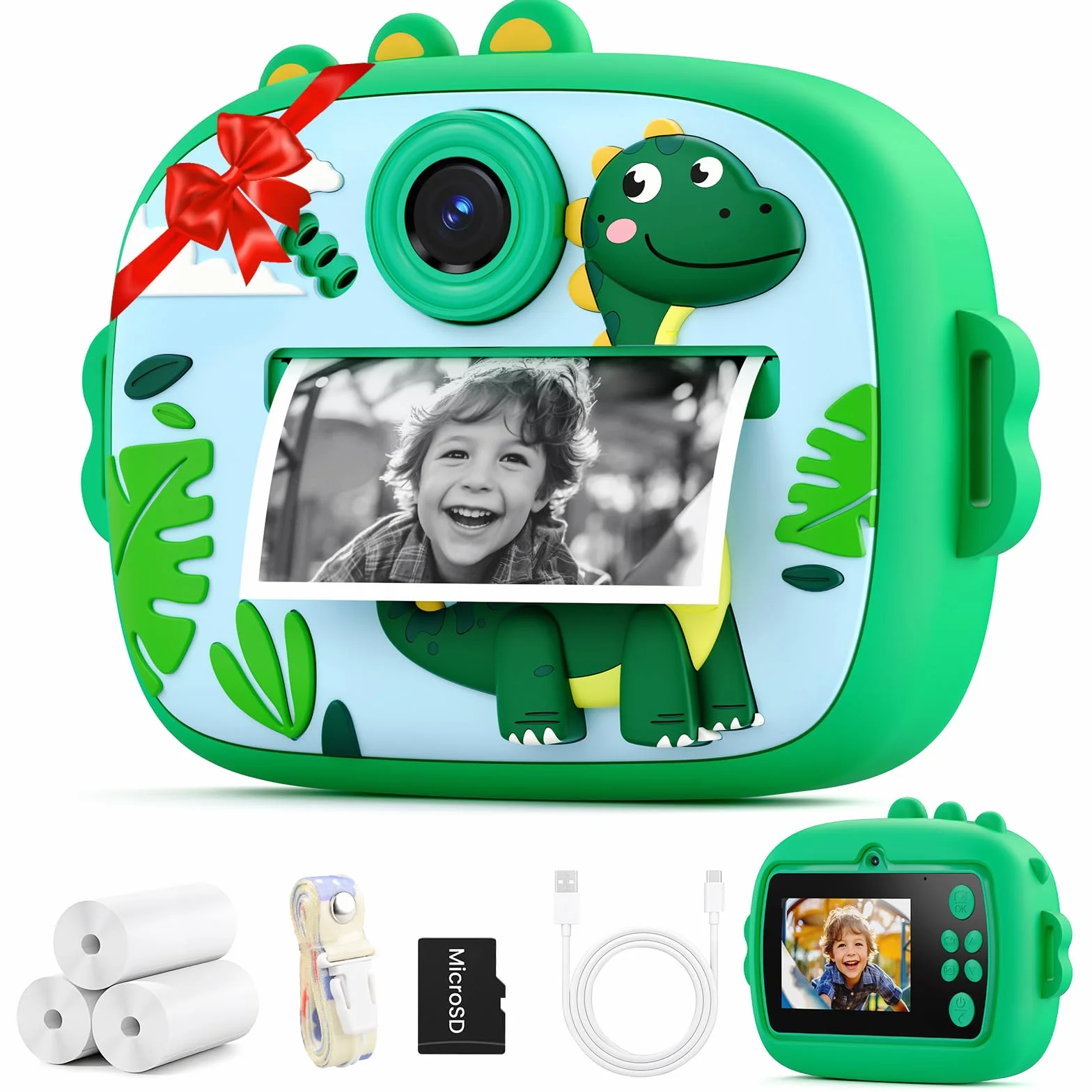 Appareil Photo Instantané pour Enfant, Appareil Photo Enfant Impression 1080P HD avec Imprimante avec 3 Rouleaux de Papier, Appareils Photos Numériques pour Les Enfants de 3 à 12 Ans