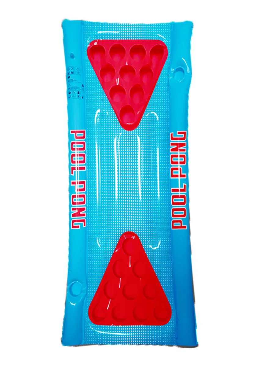 Henbrandt Table gonflable de bière-pong - 166 cm x 77 cm - Jeu flottant pour fête d'anniversaire, enterrement de vie de jeune fille, enterrement de vie de jeune fille, amusement d'été, radeau aérien