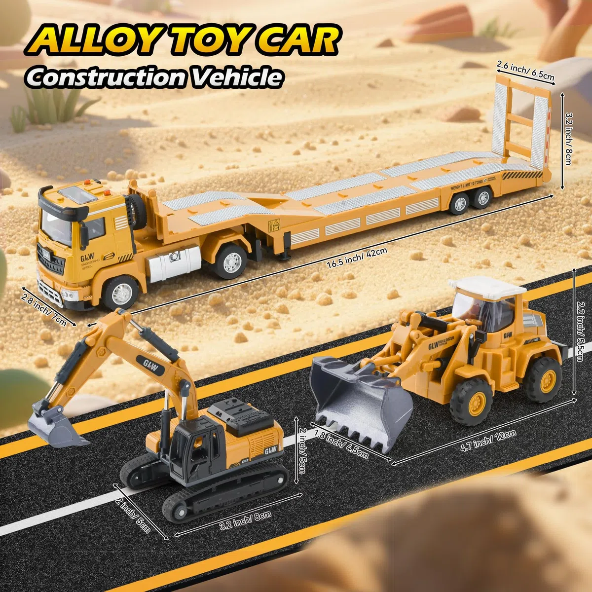 Chantier Jouet Enfants, Camion Transporteur de Petites Voitures avec Excavatrice Bulldozer, Transporteur Véhicule, Camion Dépanneuse Enfant, Jeux Voiture Garçon pour Garçon 3 4 5 6 7 Ans