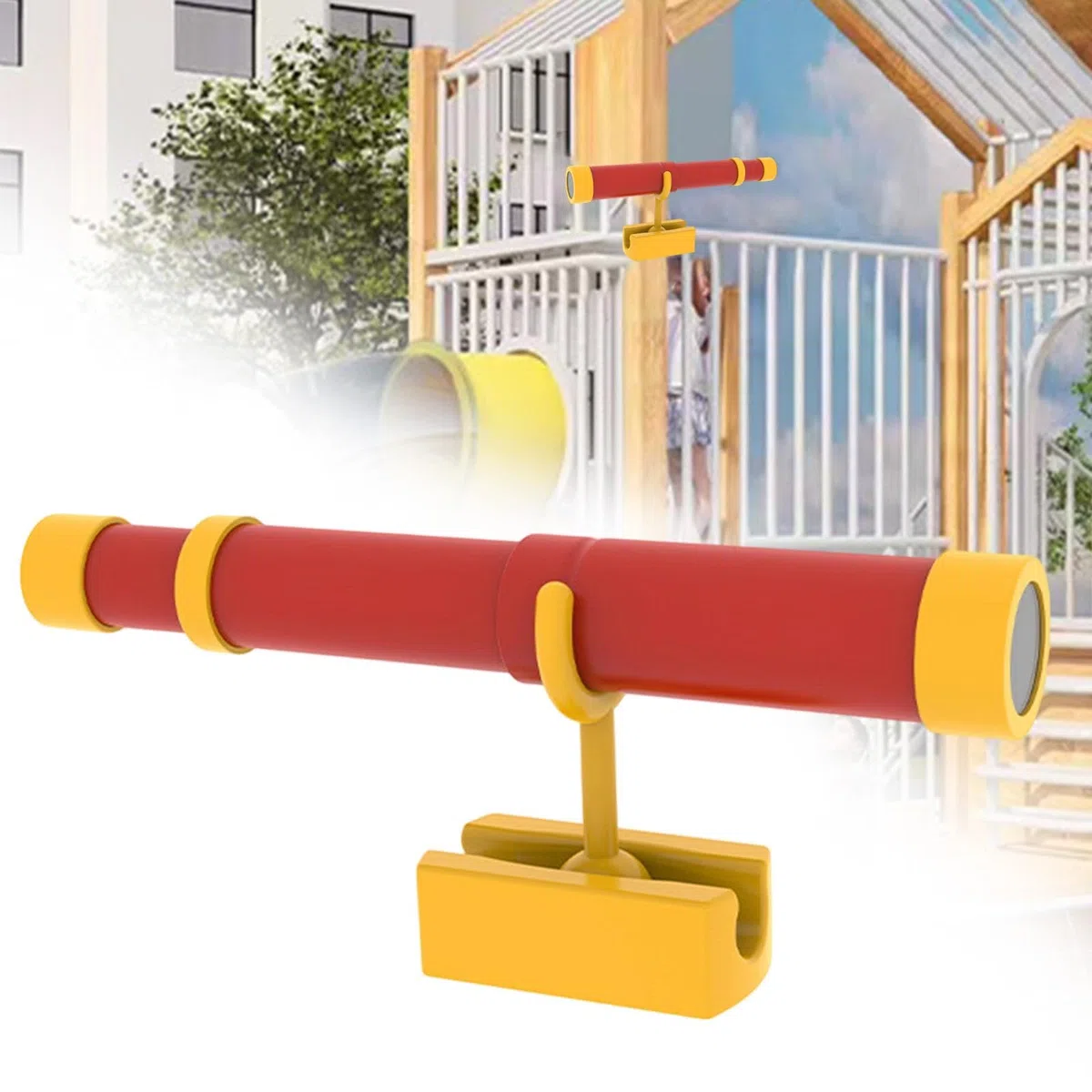 Télescope de Pirate pour Enfants, Accessoire de Jeu, Pirate Rétractable pour Escalader Les Structures, Rouge et Jaune
