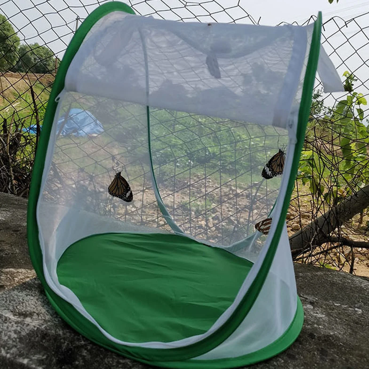 TOPINCN Habitats de Papillons avec Poignée Grands Insectes Verts Mesh Cag Habitats de Papillons Pliables Cage de Jardinage pour L'expérience D'éducation Scientifique