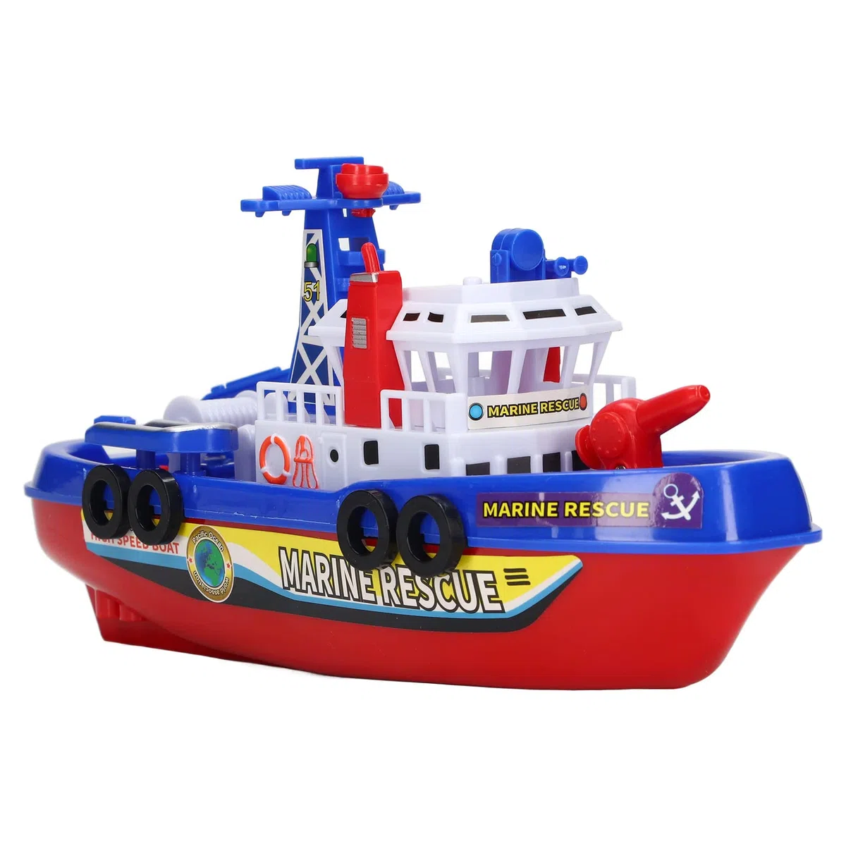 Bateau de pompiers avec pulvérisation d'eau automatique, lumière musicale éducative, bateau de bain électrique pour enfants, jouet pour garçons et filles