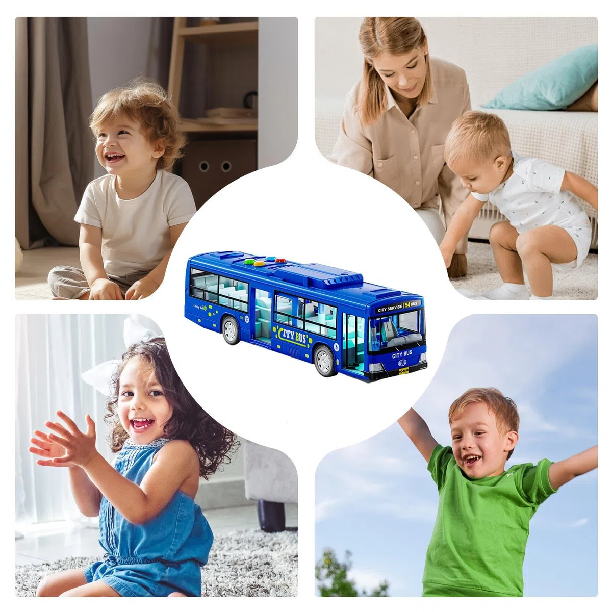 Générique Modèle Bus – Grand Modèle Voiture | Véhicules Éducatifs À Piles avec Musique Et Lumière, Portes Ouvrables pour Amusement, Stimulation Et Anniversaire des