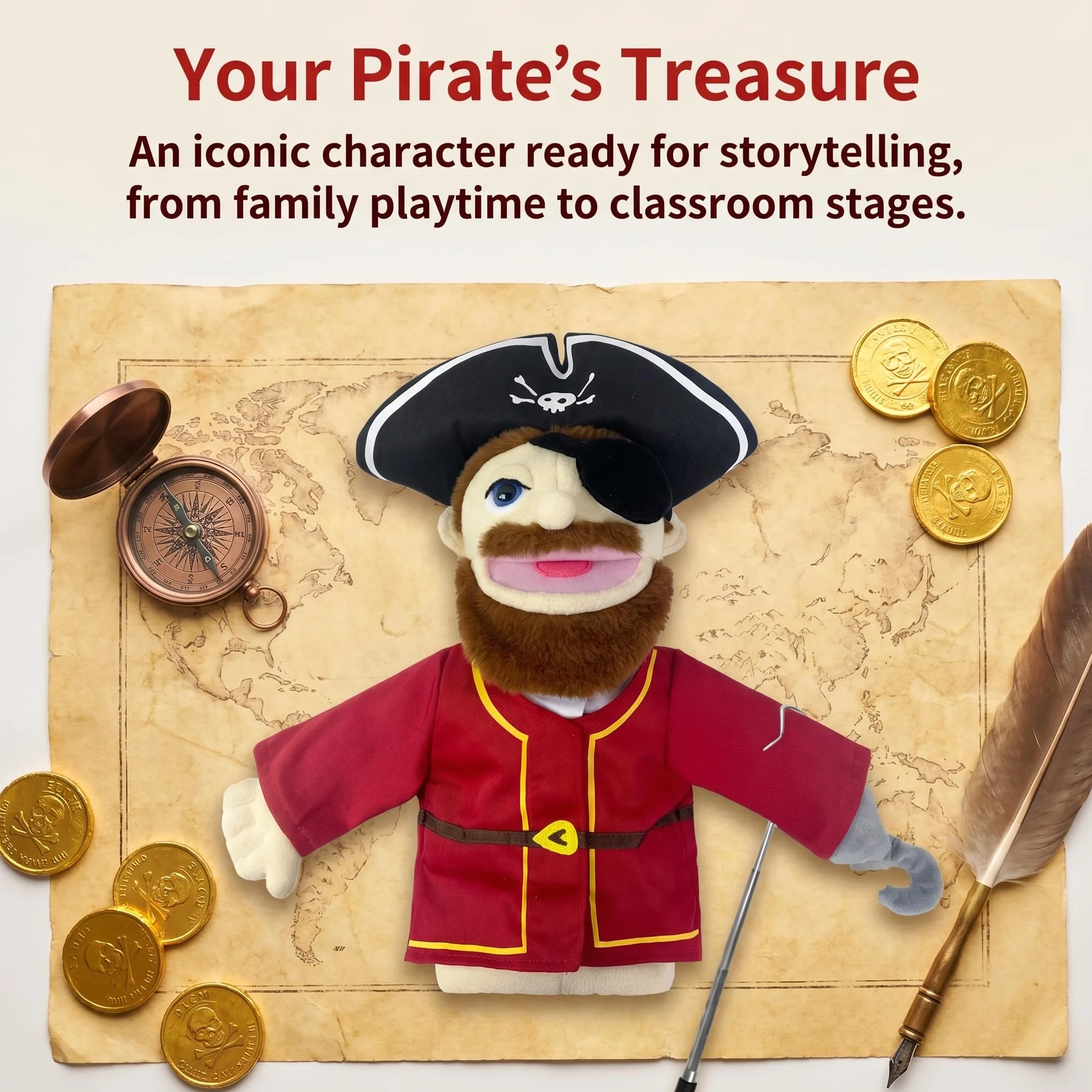 Marionnettes à Main de théâtre pour Enfants,Comprend Enseignant,Policier,Pirate,détective,etc.avec des bouches Ouvertes Mobiles,pour raconter des Histoires,Cadeaux de Festival,1 PCS