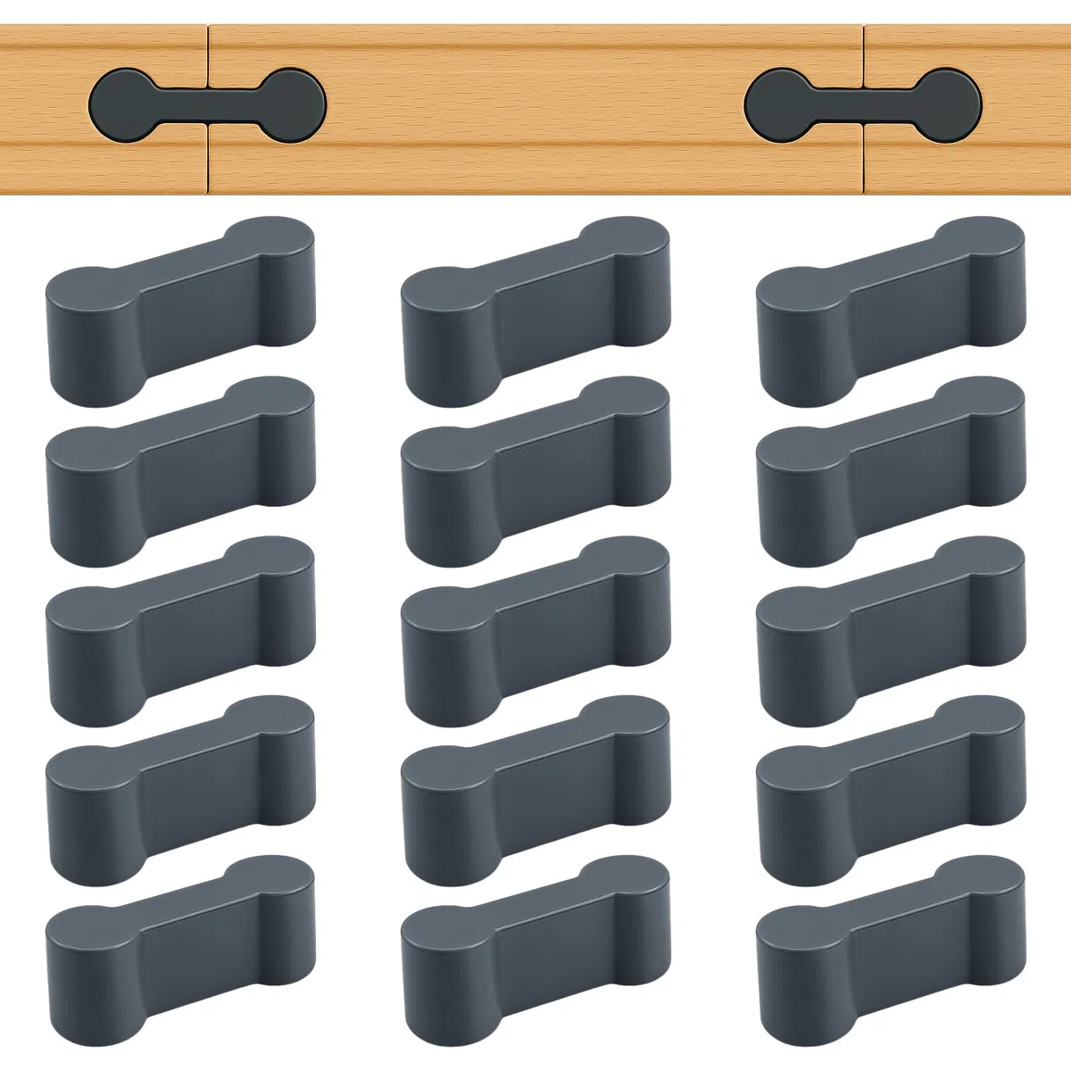 Lot de 15 adaptateurs universels pour rails en bois - Réutilisables - Adaptateur de connexion de voie en bois - Pour fête d'anniversaire