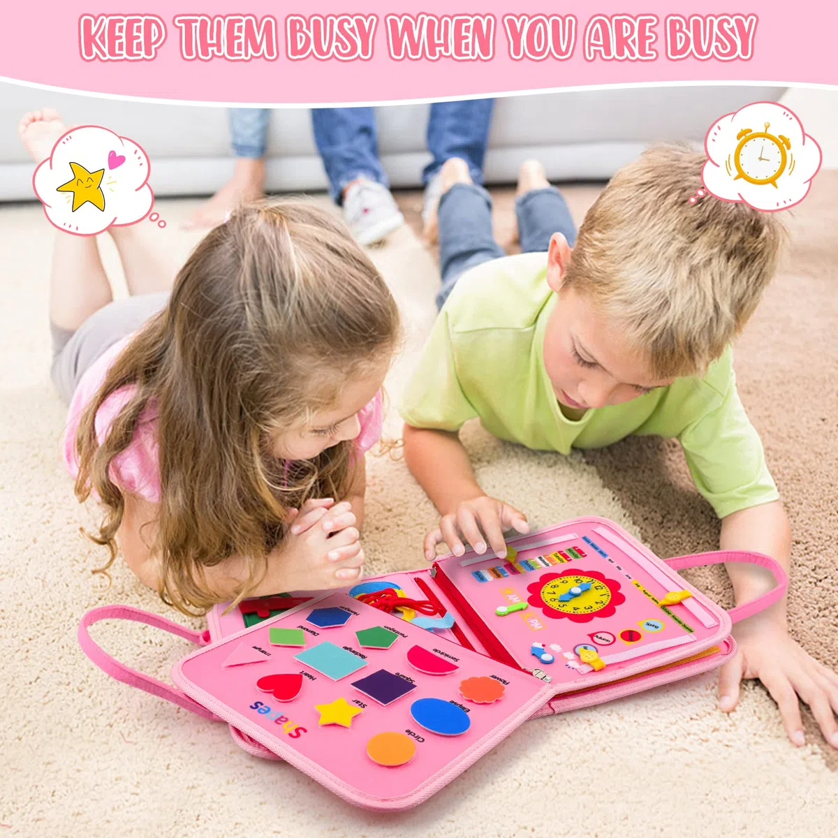 Busy Board Montessori pour Enfants,Planche Montessori, Tableau Sensoriel d'Activités pour Apprendre Motricité Fine,Jouets éducatifs Jeux Montessori pour Garcon Fille BéBé