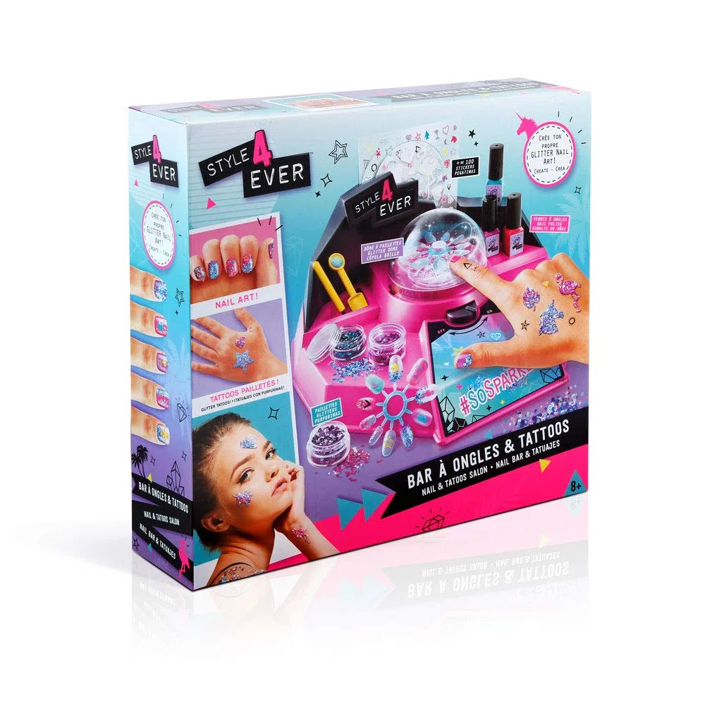 Canal Toys – Style 4 Ever Bar à Ongles – Coffret Manucure et Nail Art pour Enfants – Vernis, Paillettes, Stickers, Faux Ongles & Tatouages – Activité Créative et Tendance dès 6 Ans – Réf. OFG 163