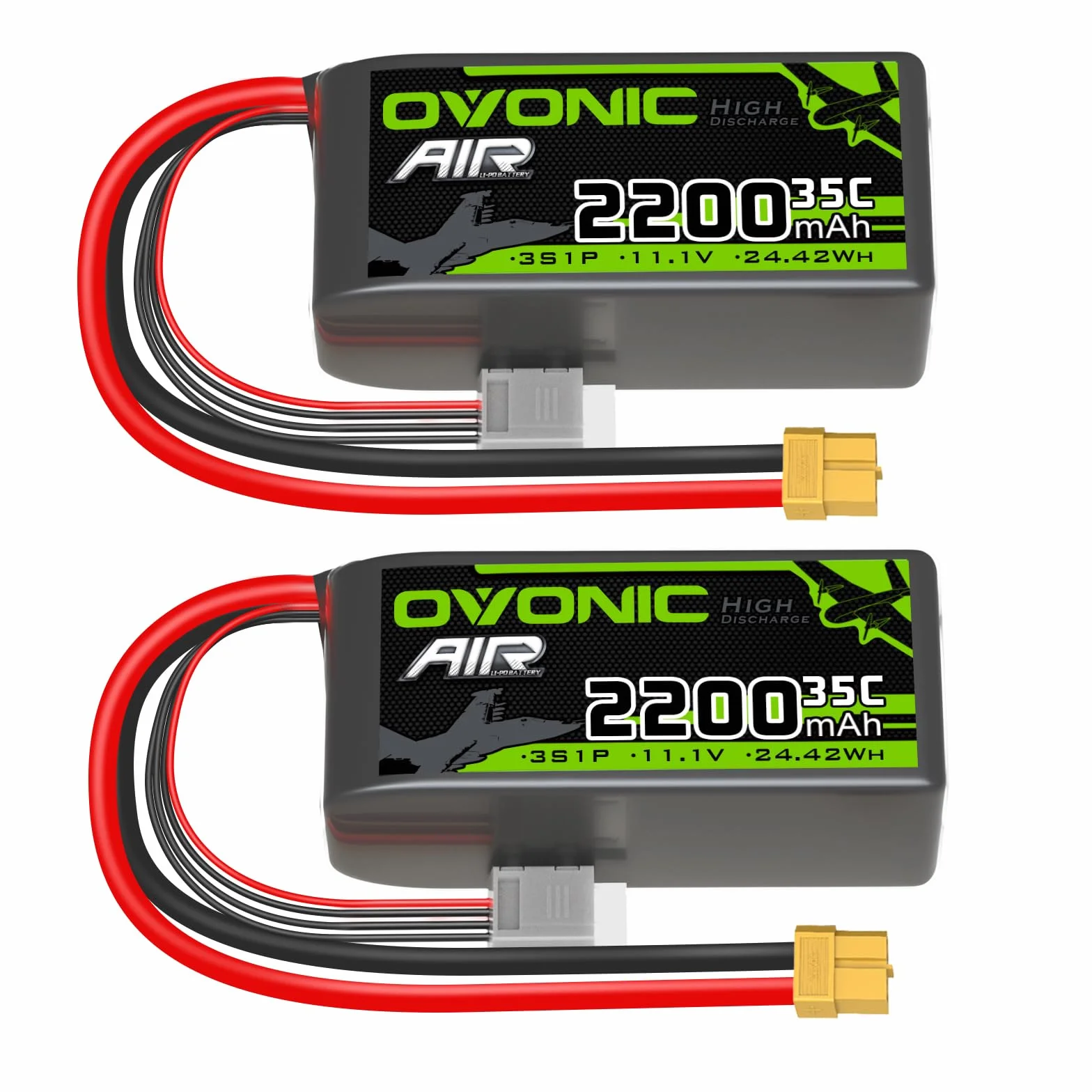 OVONIC Lipo Batterie 3s 35C 2200mAh 11.1V Batterie Courte avec Décans pour RC Voiture Bateau Camion Heli Avion Quadcopter Multi-Moteur Hélicoptère DIY Hobby (2pcs)