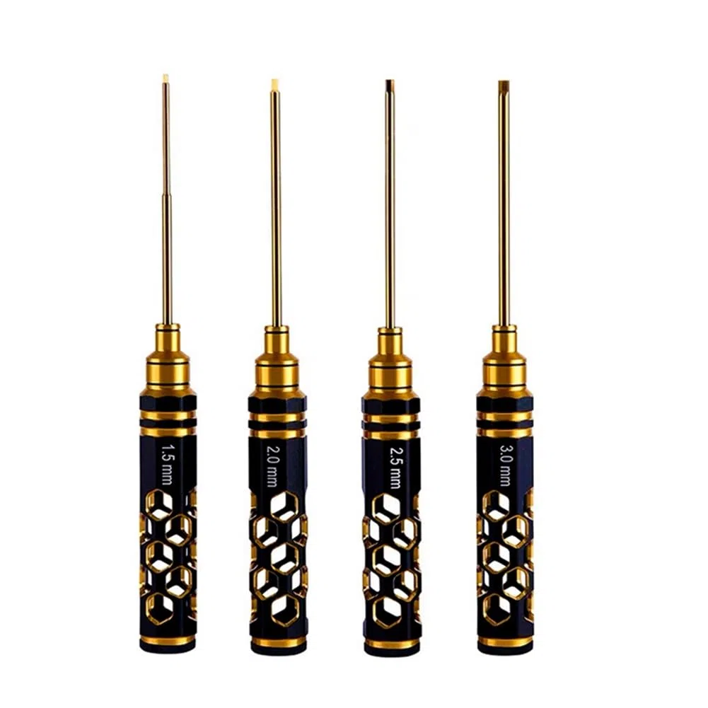 4 PCS Outil de Réparation de Modèle de Voiture RC et de Modèle D'Avion Comme Indiqué Kit D'Outils de Voiture Rc en Métal Lame Plaquée Titane 1,5 2,0 2,5 3,0 mm de Tournevis Hexagonaux
