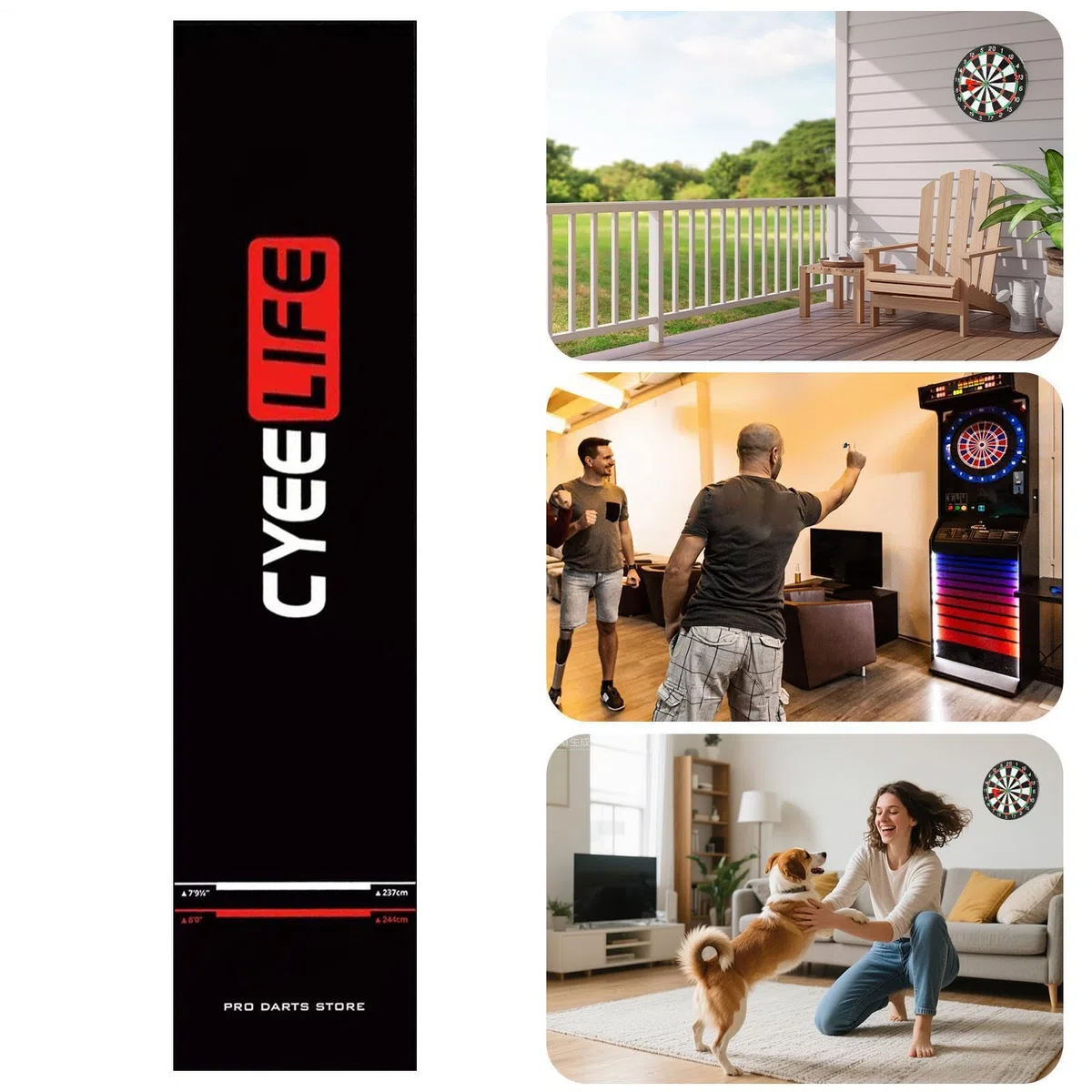 Tapis De Fléchettes,Protection De Sol Portable Antidérapante avec Ligne De Lancer - Tapis de Lancer Fléchettes | pour Salle de Jeux Centre de Loisirs Club Sportif Bureau sous-Sol et Garage