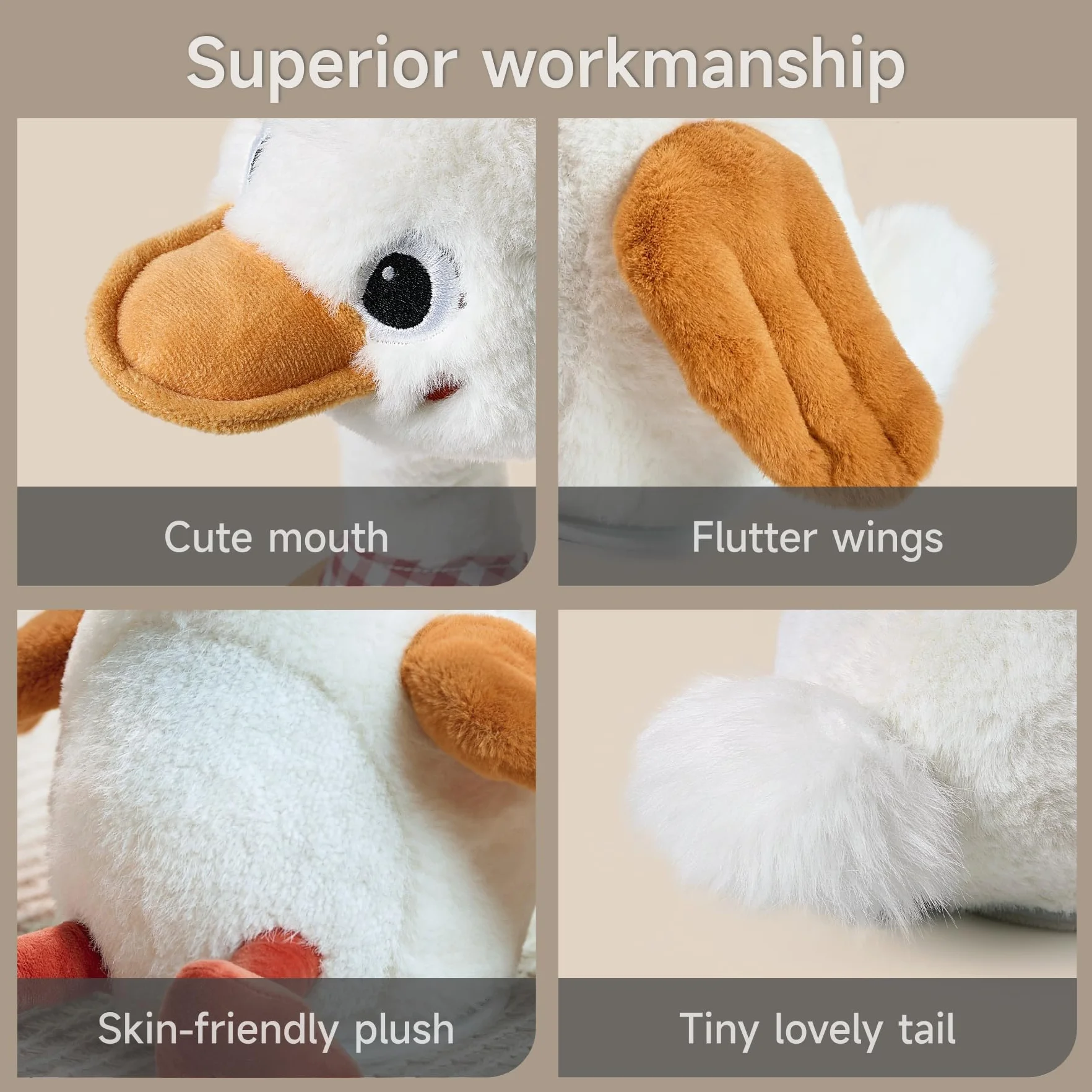 TUMAMA Canard Qui Parle Danse et Répète, Peluche Jouet Musicaux avec Enregistrement, Dansant Parlant Jouets pour Bebe Enfant, Stitch Peluches Jeux et Animaux Interactifs, Cadeaux pour Garçons Filles