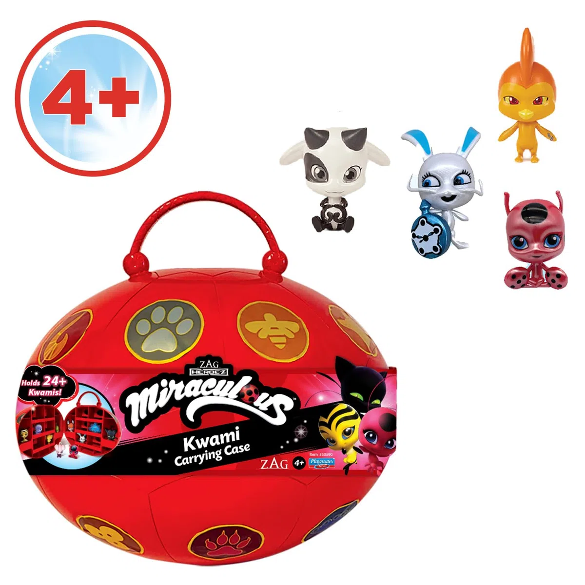 BANDAI - Miraculous Ladybug - Miracle Box avec 4 kwamis Inclus - Coffret Mini-Figurines Miraculous Kwamis - Licence Officielle - Boîte de Rangement avec Poignée - Jouet Enfant 4 Ans et + - P50591