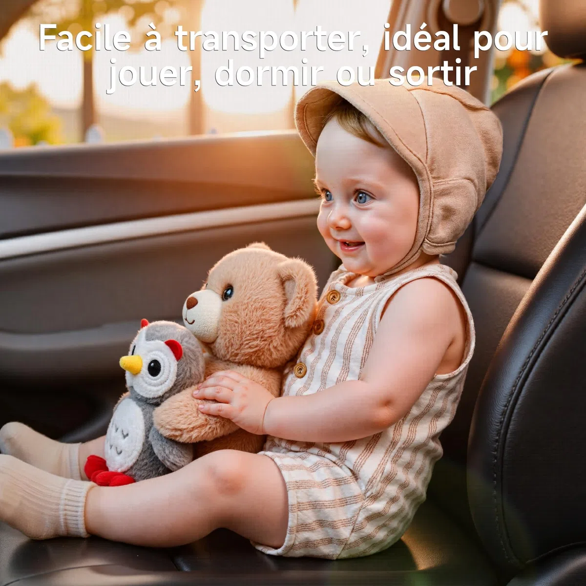 Ours en Peluche Musicale avec Hibou, Nounours Interactive Parlant, Jouet en Peluche Qui Enregistre et Répète, Cadeau pour Bébé Fille Garçon