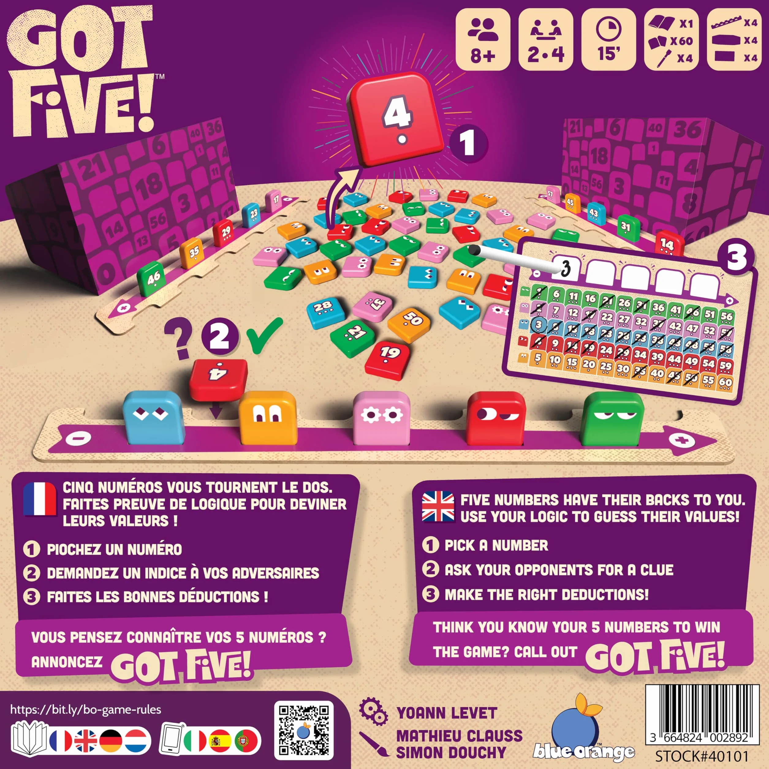 Blue Orange - Got Five - Jeu de Société - Logique et Déduction - Tuiles - Idéal entre Amis ou en Famille - A Partir de 8 Ans