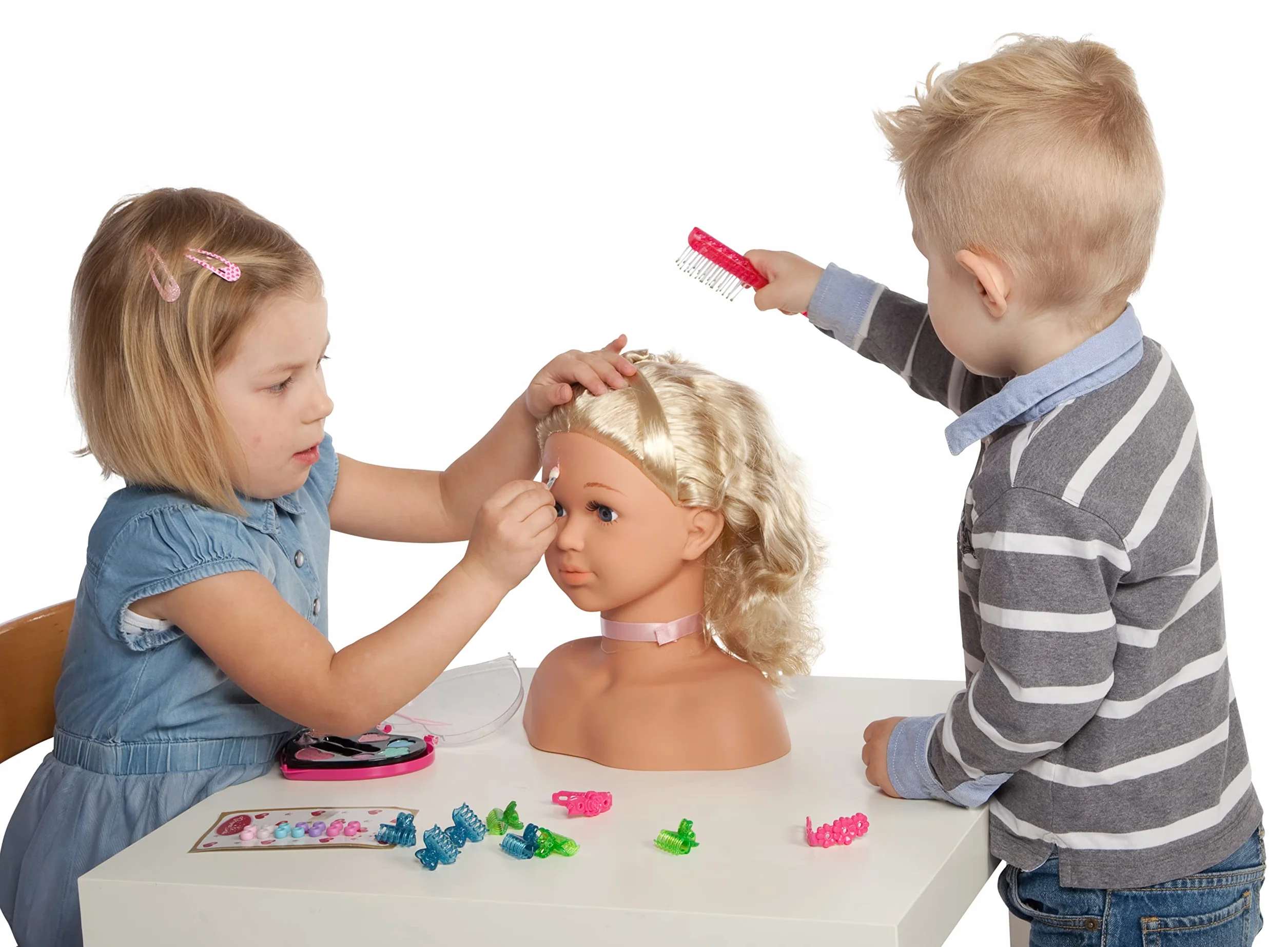 Klein 5240 Tête à coiffer et à maquiller Princess Coralie | Avec barrettes, maquillage testé dermatologiquement, et de nombreux autres accessoires | Dimensions : 23,5 cm x 13 cm x 27 cm | Dès 3 ans