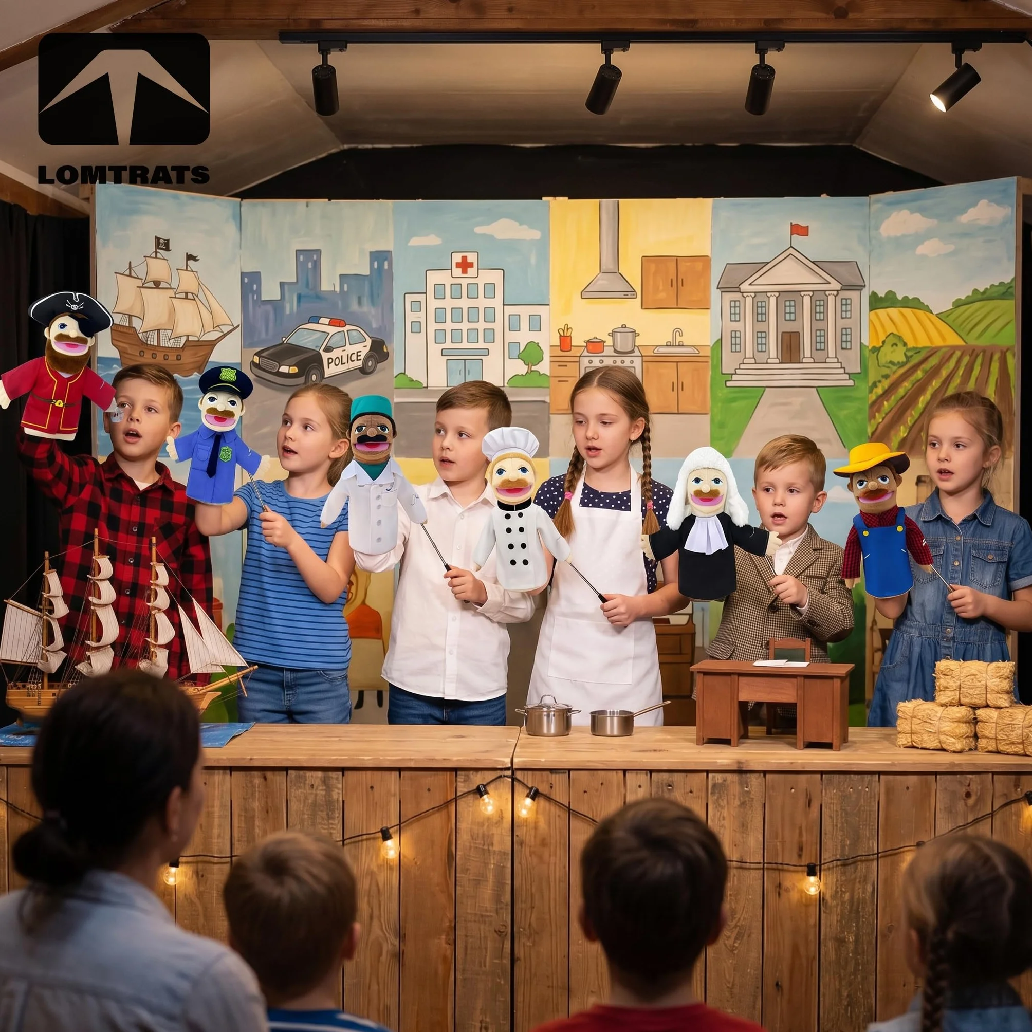 Marionnettes à Main de théâtre pour Enfants,Comprend Enseignant,Policier,Pirate,détective,etc.avec des bouches Ouvertes Mobiles,pour raconter des Histoires,Cadeaux de Festival,1 PCS