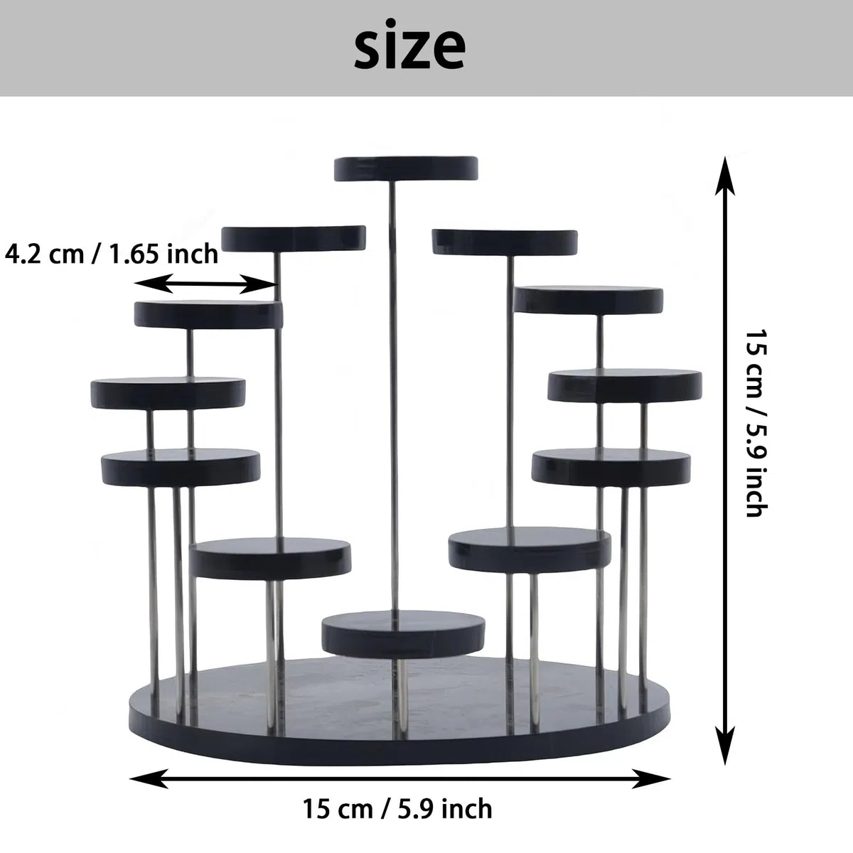 Présentoir Acrylique Rond Noir, Diamètre Présentoirs, Présentoir Parfum de Collection, Résentoirs Ronds en Acrylique pour Cupcakes, pour de Figurine Vernis à Ongles Cosmétiques.