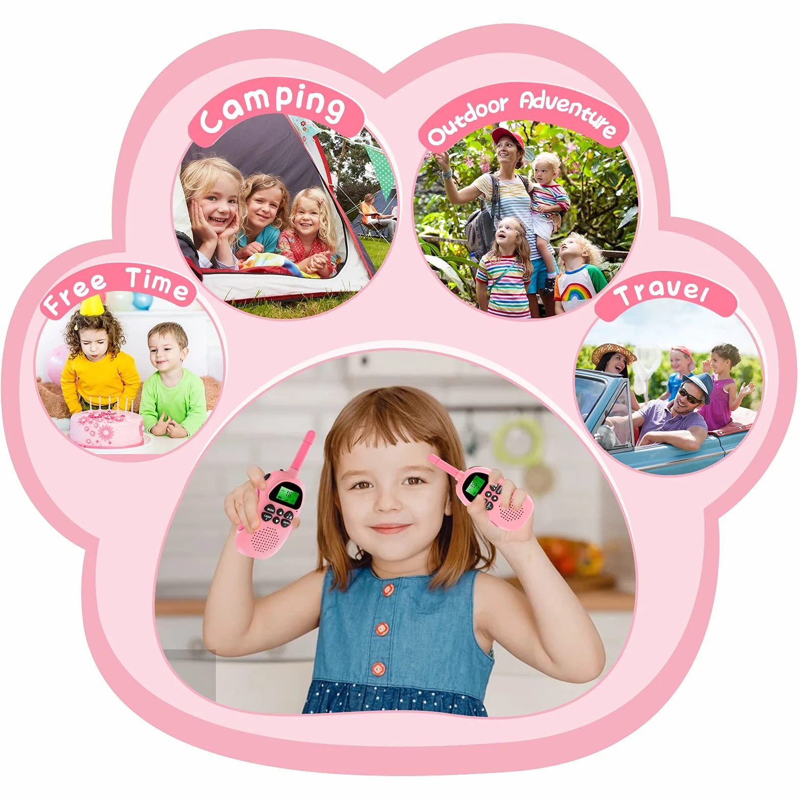 Ushining Talkies Walkies Enfants, VOX Talkie Walkie Rechargeable Enfant, Lampe de Poche LCD Rétro-éclairée, 3 KM pour Aventures Extérieures Camping Randonnée, Cadeau De Noël
