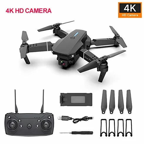E88 WiFi FPV Drone avec Grand Angle 4K HD Double CaméRa Pliable Altitude Maintenue TéLéCommande Quadrirotor Drones Professionnels