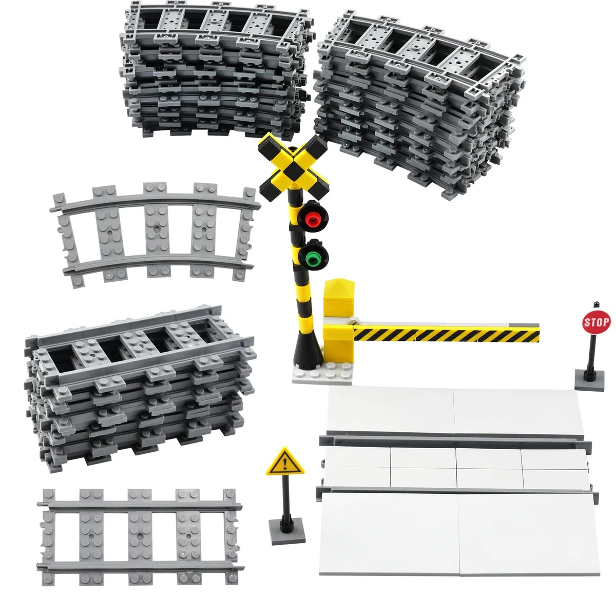 40 Pièces Rails de Blocs de Construction de la Ville, Accessoires d'Extension City Train, Rails de Ville pour Cadeau Enfants