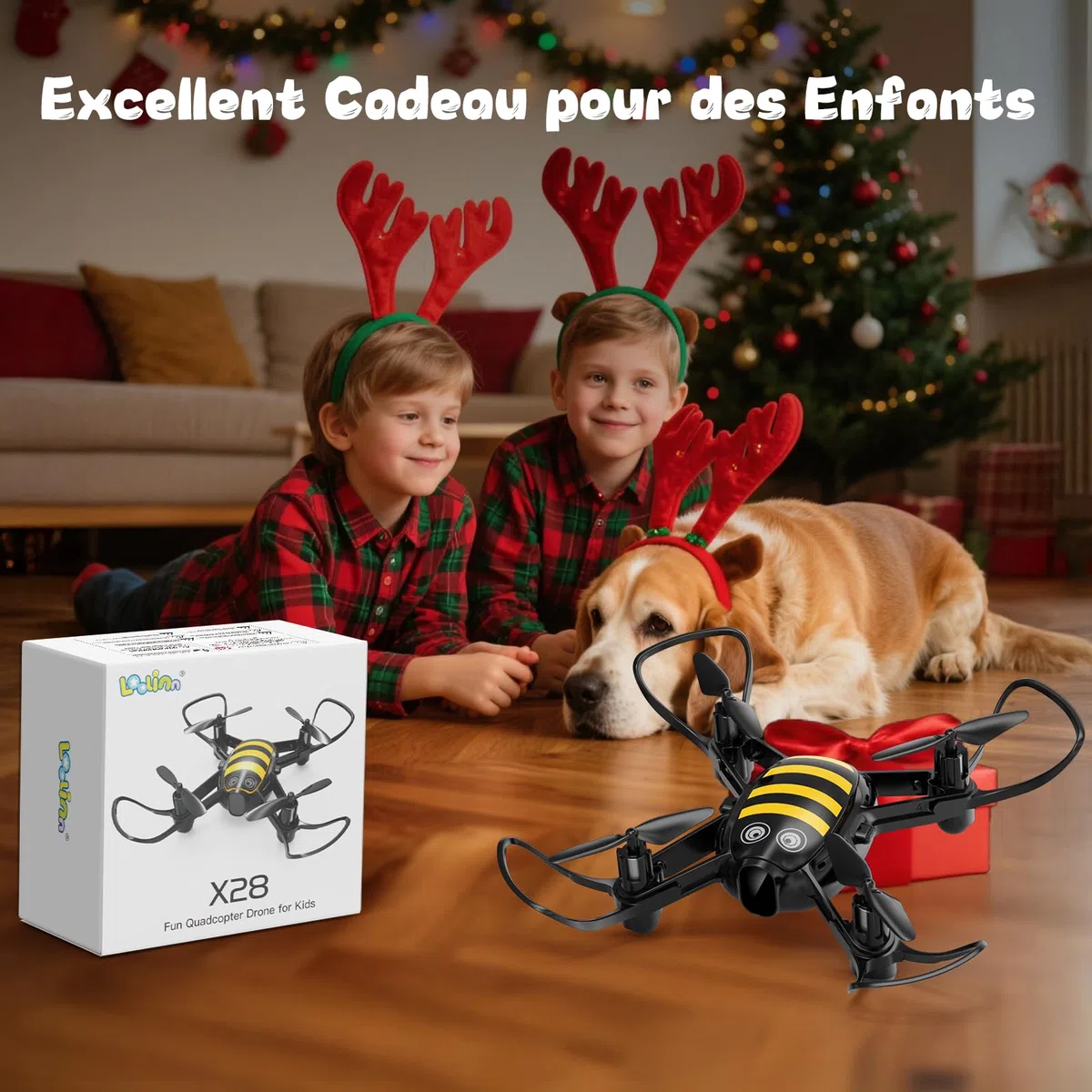 Loolinn | Drone comme Cadeau pour Enfants - Design Amusant, Facile à Piloter, Sûr pour les Enfants, Rotation à 360°, Station de Charge et Deux Batteries Incluses(Cadeau pour Garçons et Filles)