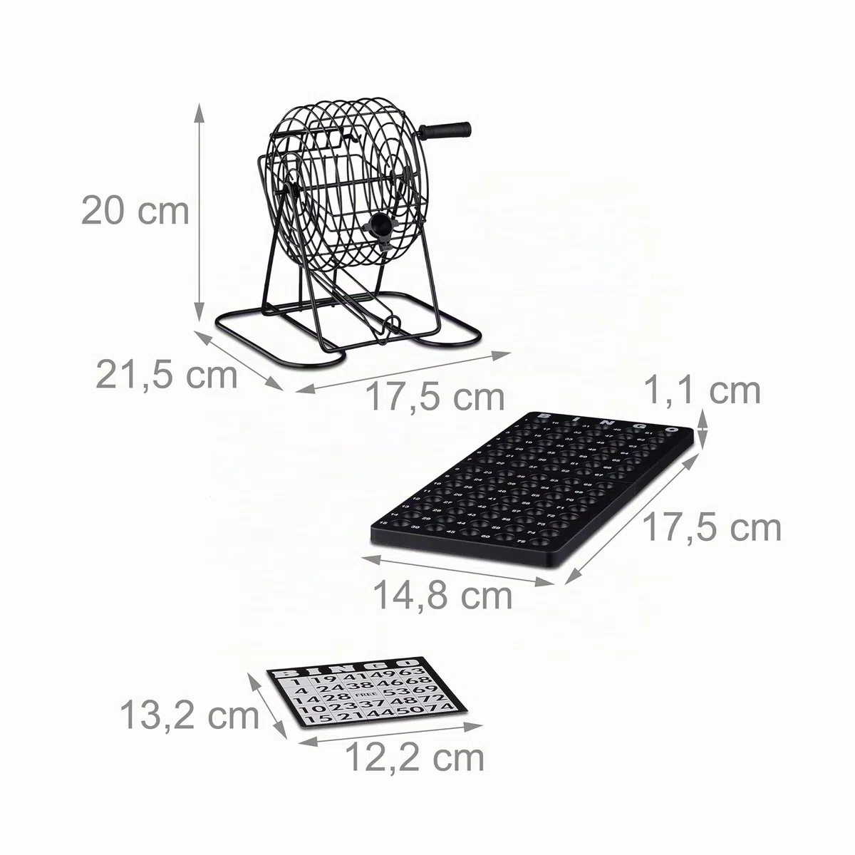 Relaxdays société Bingo boulier en métal Lotto tombola Jeux de Hasard Chance HxlxP- 20 x 17,5 x 21,5 cm, Noir, 10021014 - Version Anglaise