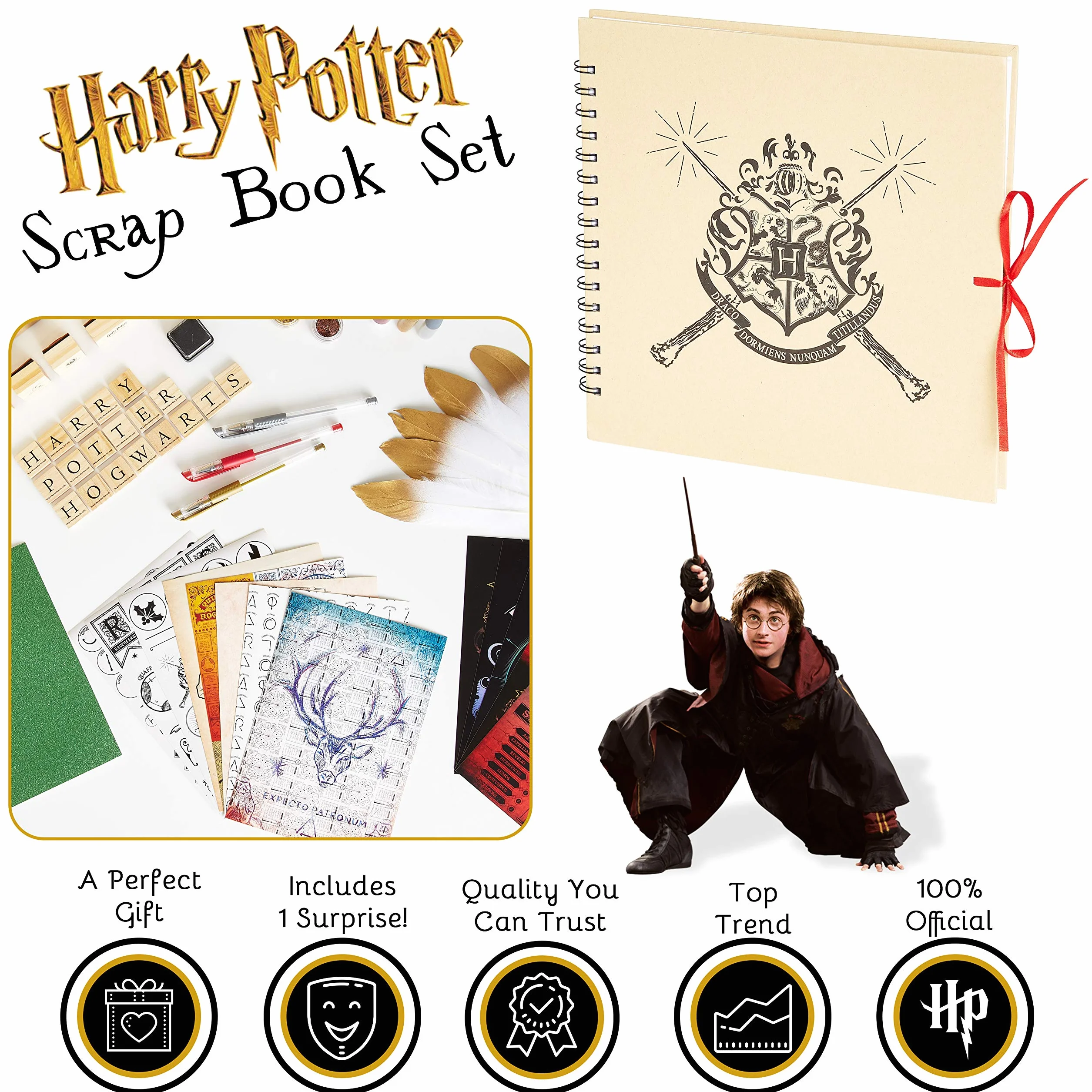 Harry Potter Album Photo Scrapbooking Accessoires Papeterie Kawaii Fournitures de Loisirs Créatifs Carnet Stickers Tampon, Cadeau Enfant (Blanc)