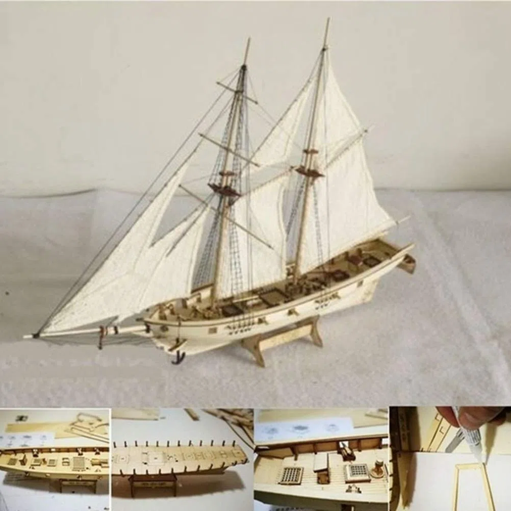 Stecto Kit de construction de bateau à monter soi-même, modèle classique en bois, modèle de bateau à voiles, décoration de maison, éducatif pour enfants et adultes 400 x