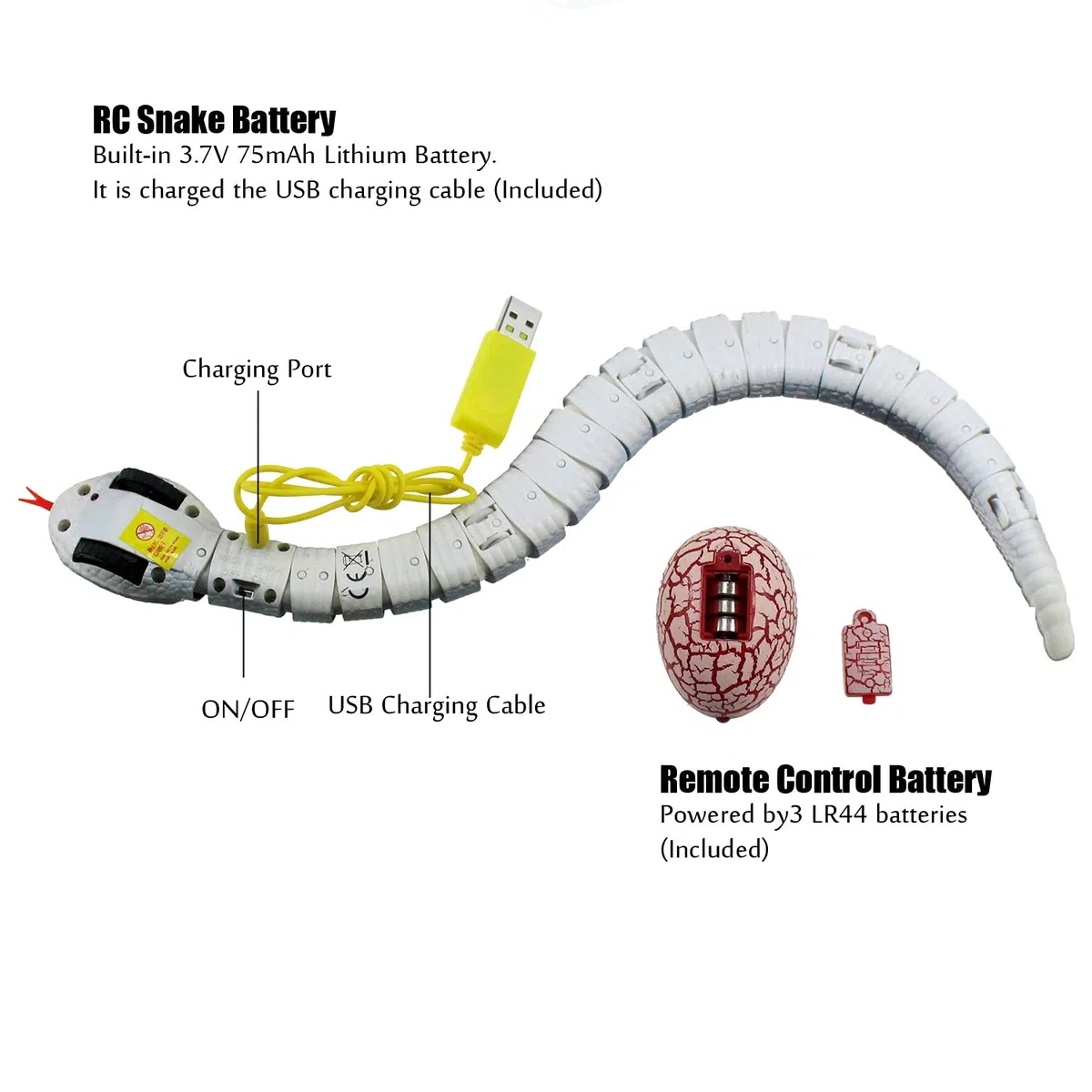 RC Snake Télécommande infrarouge Véhicule électrique Électronique Enfants Prank Scary Toy réaliste pour anniversaire, Halloween, Noël (Noir)