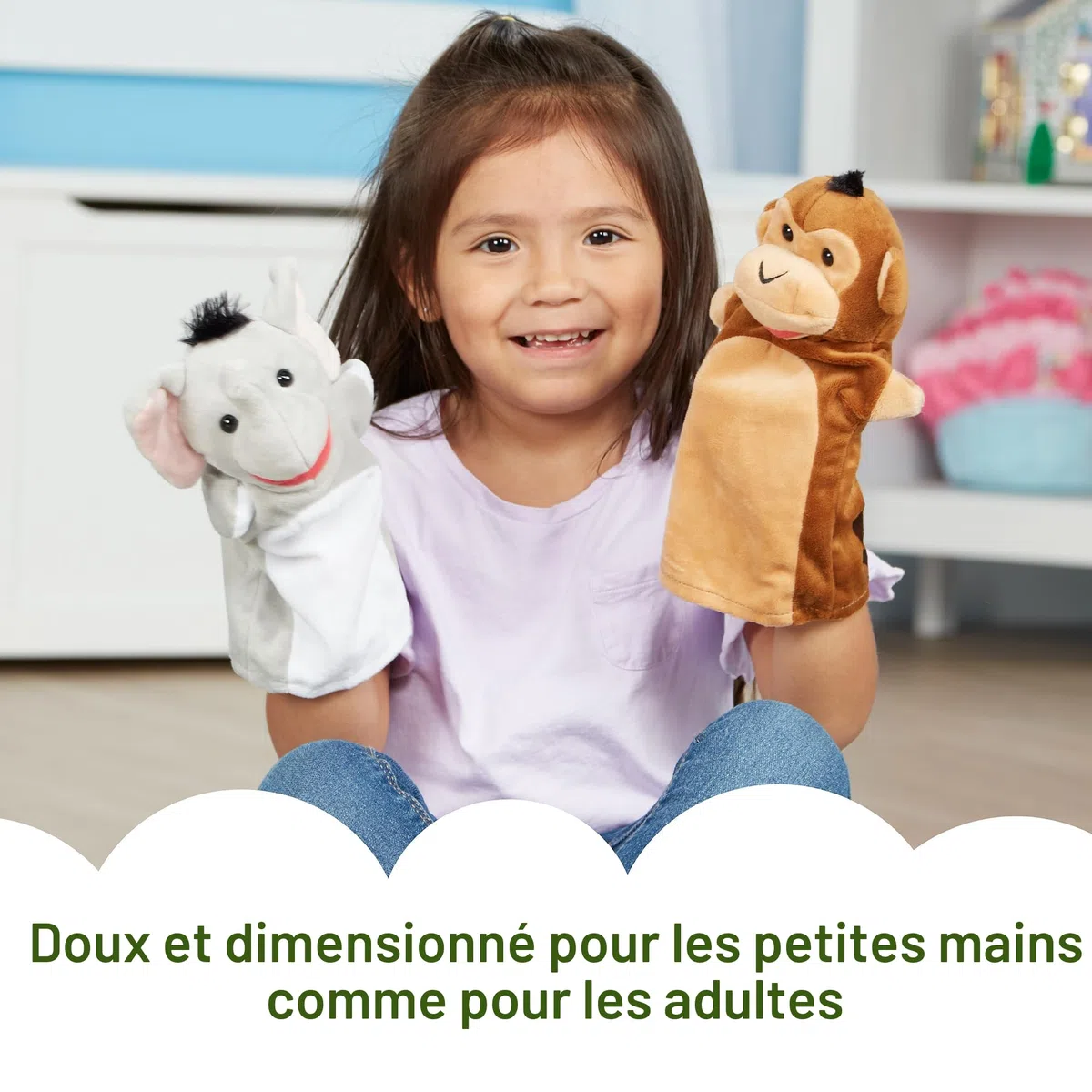 Melissa & Doug - 6 Marionnettes Thème Animaux Safari - Marionnettes À Mains pour Enfant - Peluche Jeu De Rôle - Jouet D'Activité, De Développement Et d'apprentissage - Cadeau Enfant 2 Ans Et +