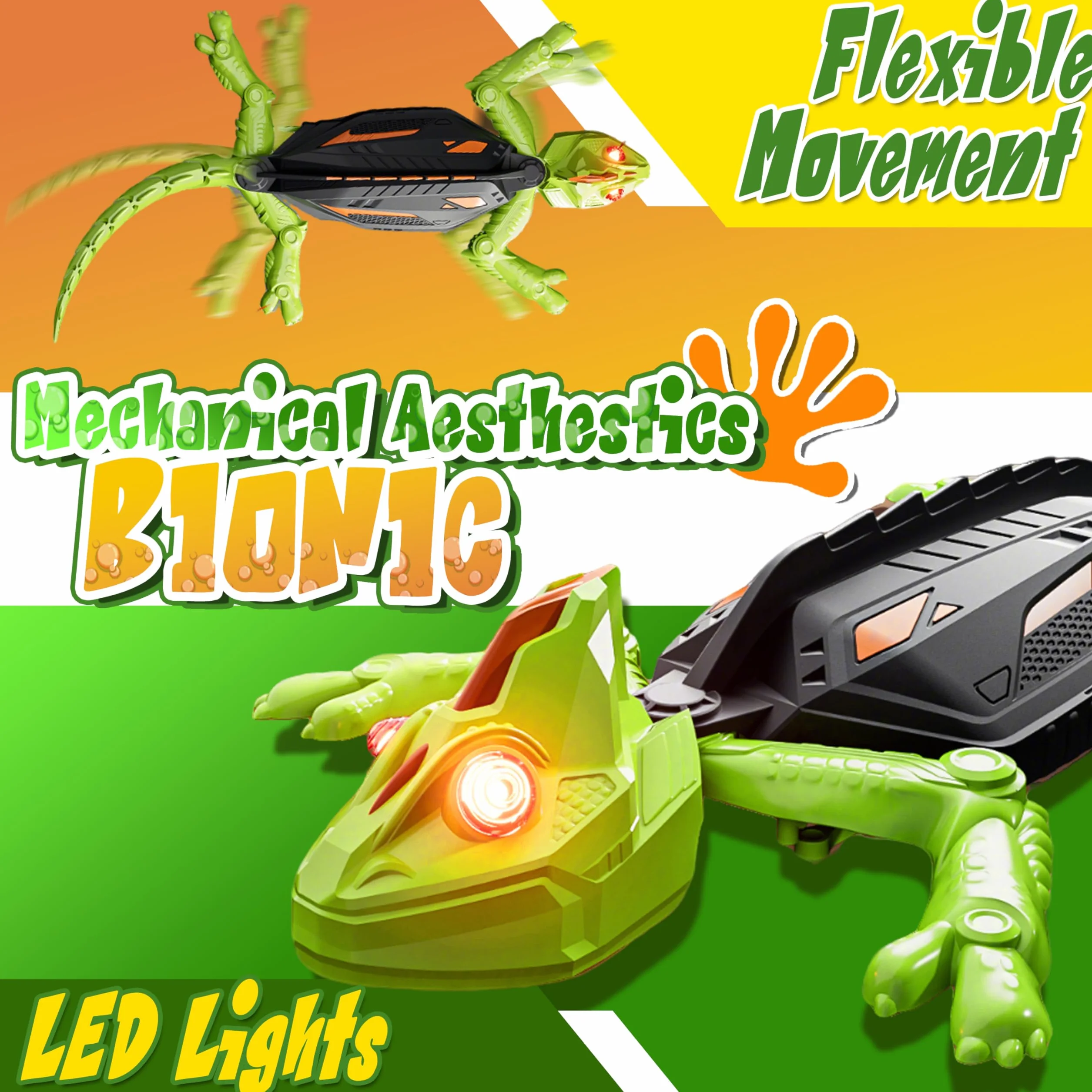 Rechargeable Caméléon Télécommandé, Gecko Radiocommandé avec Yeux LED, Lézard Robot Jouet, Cadeau Anniversaire pour Enfant Garçons Filles 3 4 5 6 7 8+ Ans [Version Améliorée]