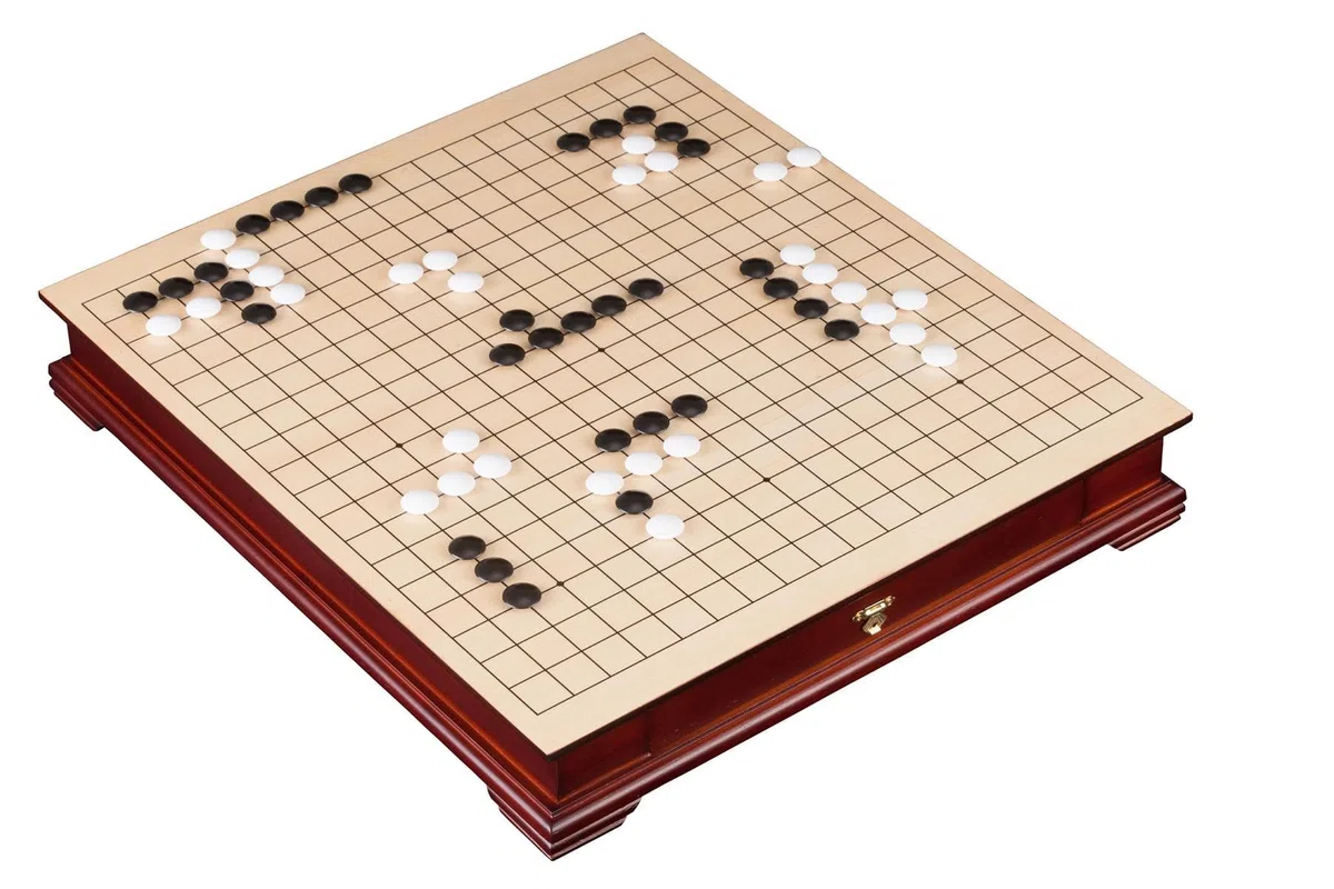 Wooden Go Set with Drawers