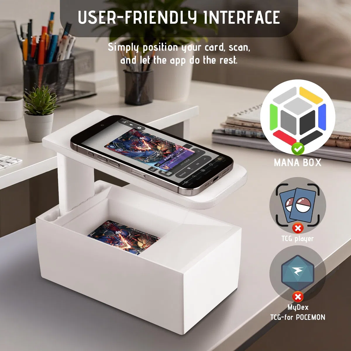 Scanbox pour Cartes MTG TCG, Support de Scanner de Cartes à Collectionner, Support de Scanner Portable Compatible avec ManaBox, Numérisation Rapide et Informations sur Les Prix des Cartes Magic