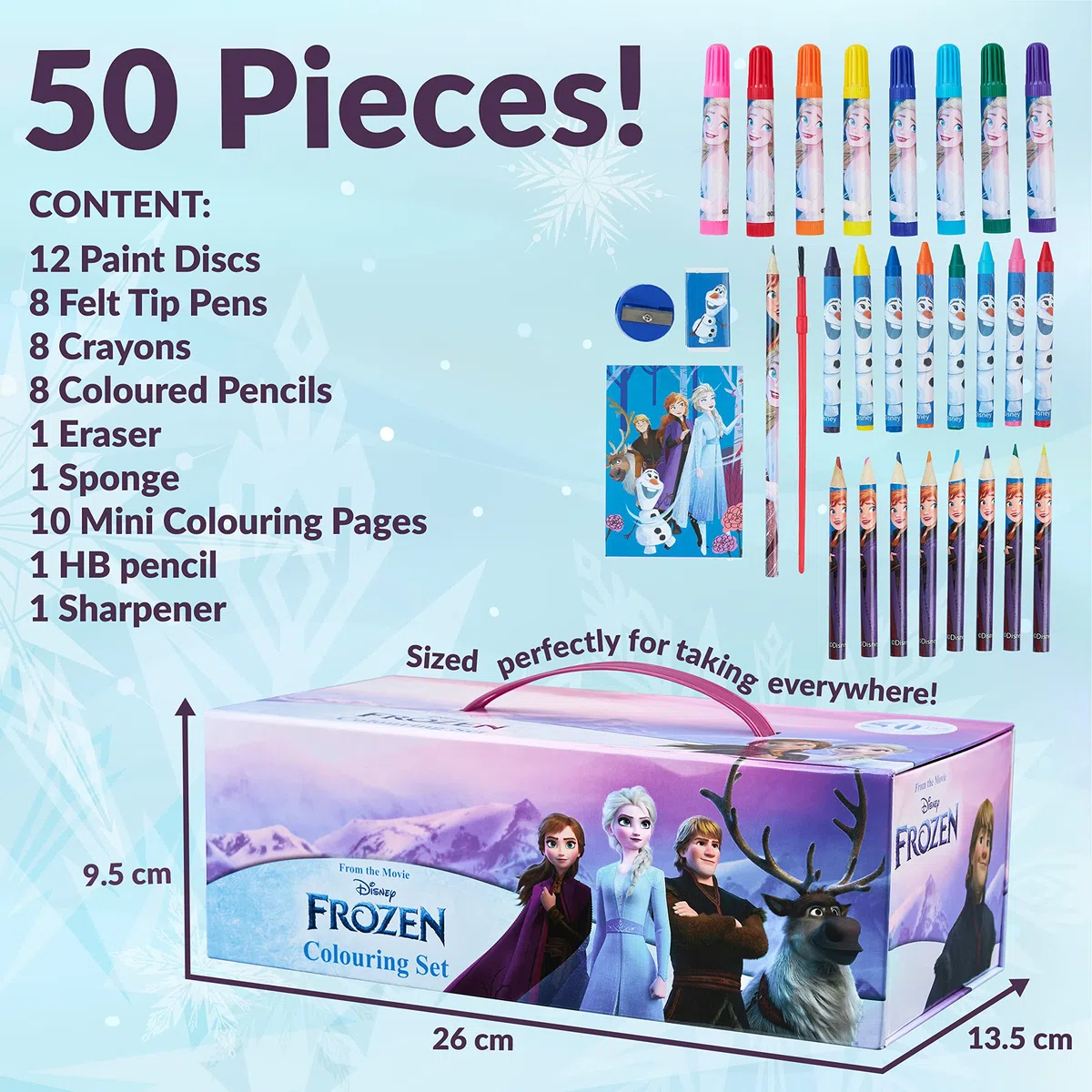 Disney Frozen Kit Dessin Enfant Peinture Enfant Crayons de Couleur et de Cire Peinture Aquarelle Feutres Coloriage Kit Créatif Elsa Mallette Cadeau Fille