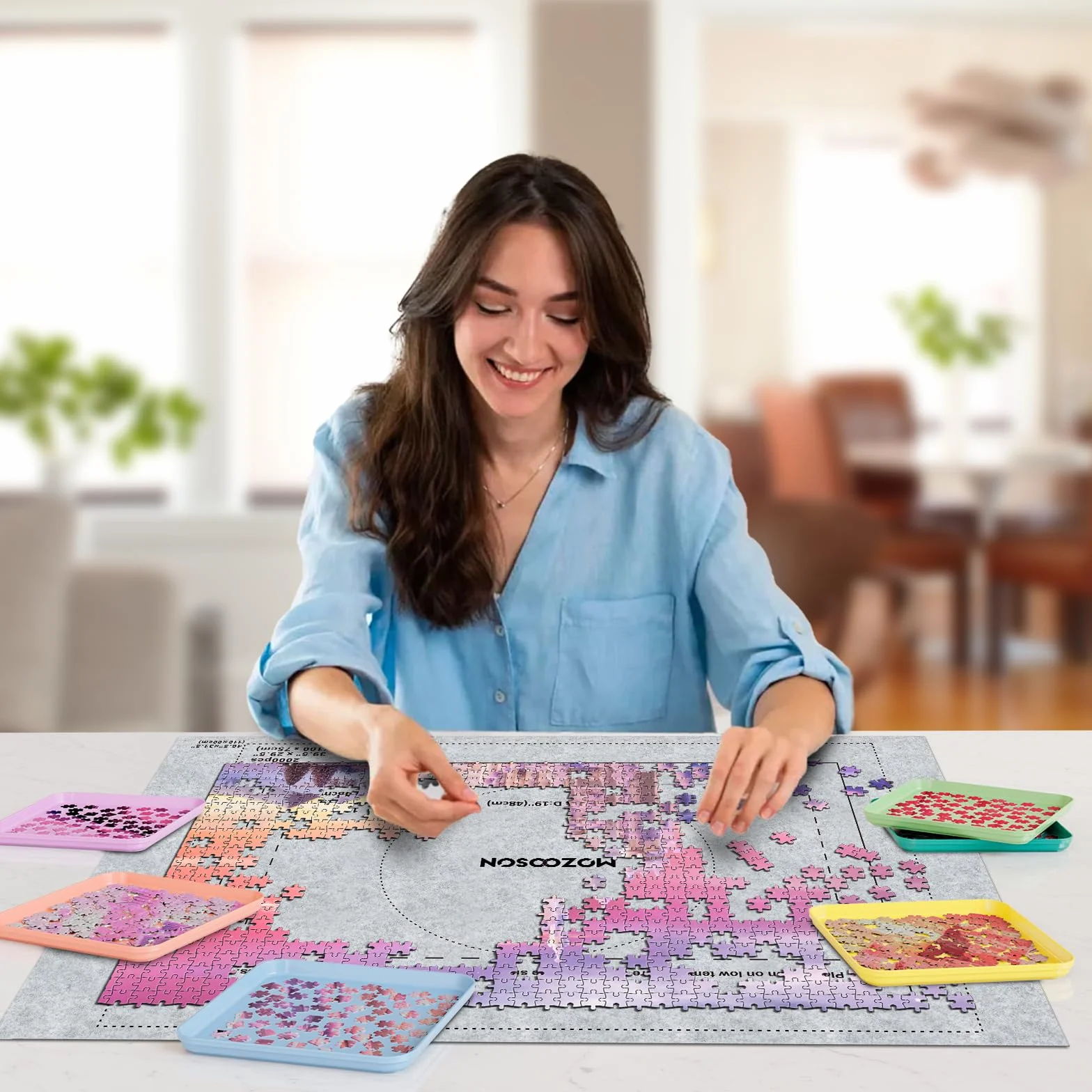 MOZOOSON Plateaux de Tri Puzzles, 6 Pack Accessoires pour Puzzles 500/1000/ 2000 Pièces, Plateaux Cadeaux pour Les Amateurs Puzzles pour Organiser Puzzle