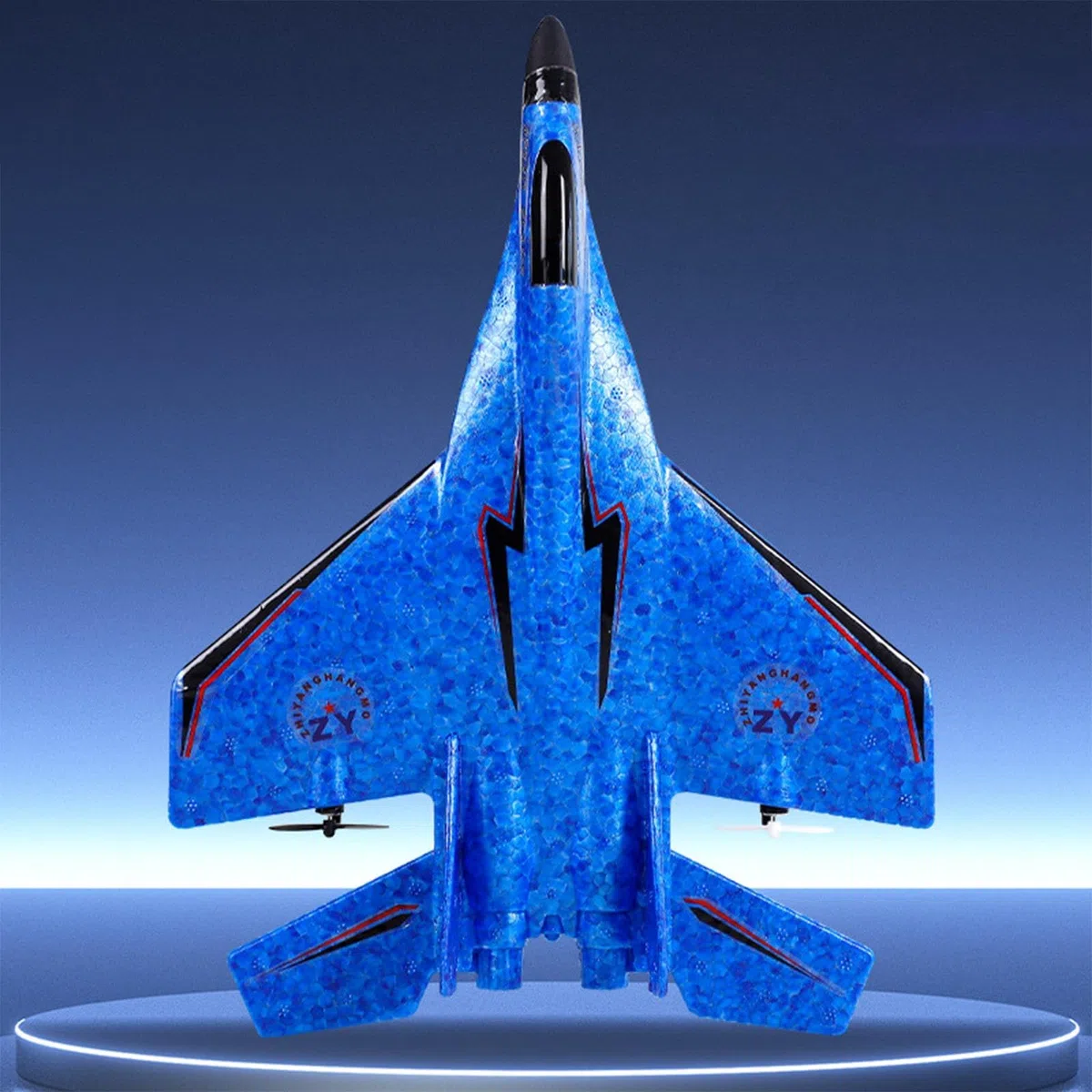 Baoblaze Avion Planeur Télécommandé Jouet Volant avec LED Planeur Modèle Multifonction Plane Glider à Double Moteur Matériau Solide Stabilité Automatique A, Bleu