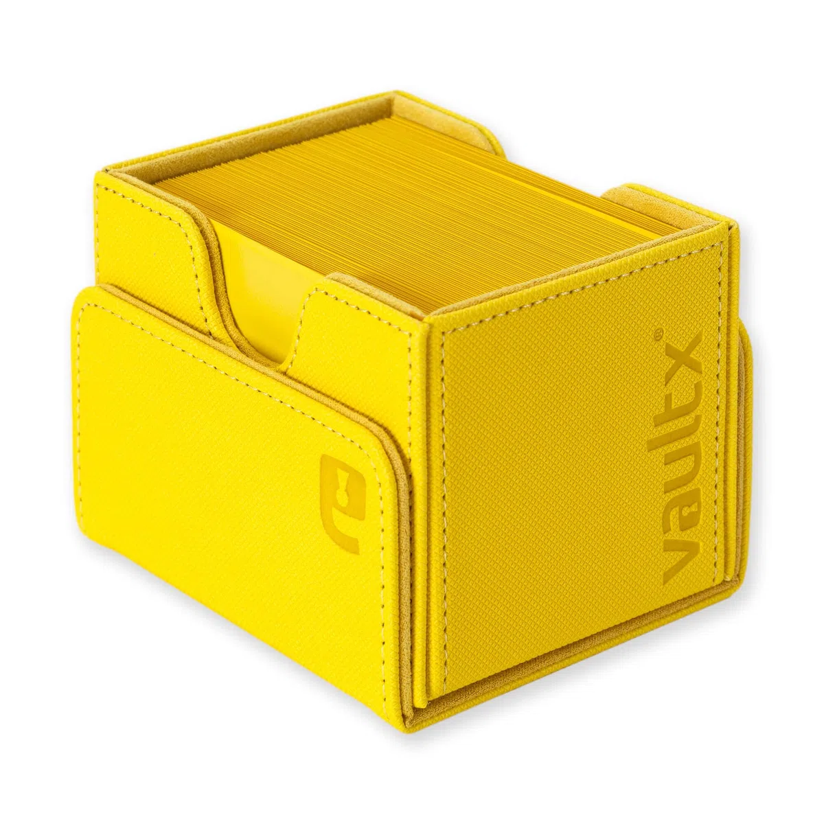 Vault X Boîte Ouverture latérale modulaire Exo-Tec pour plus de 100 cartes JCC, couvercle magnétique amovible, compatible avec les cartes Commander et Standard (Jaune)