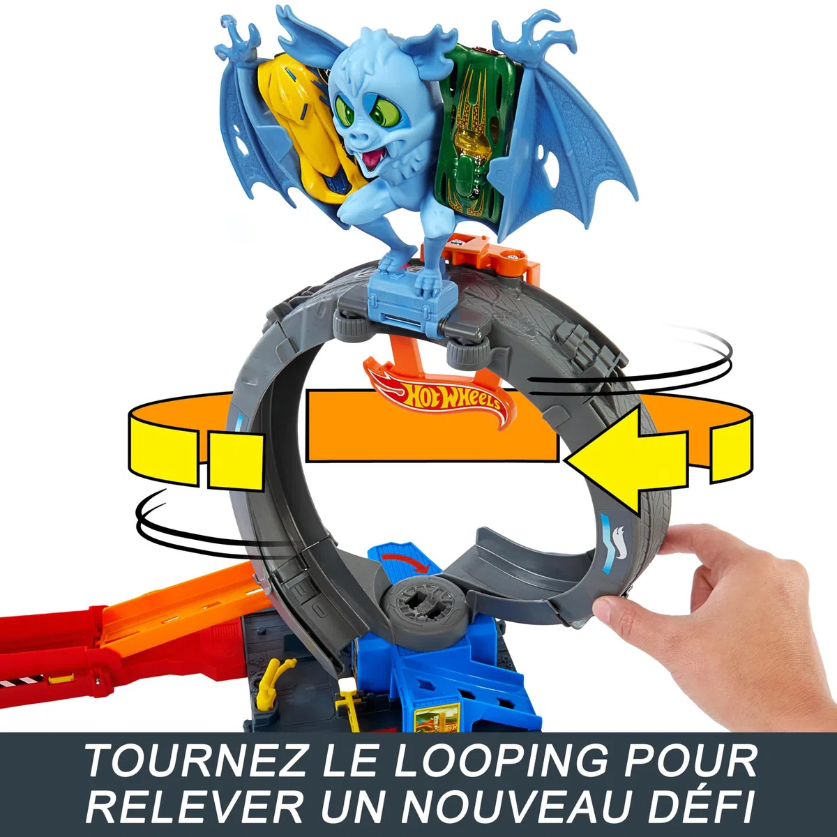 Hot Wheels Let’s Race Netflix - Coffret Circuit City Looping Et Attaque Chauve-Souris avec Voiture Et Piste, 3 Modes De Jeu, Looping Réglable Et Lanceur, Jouet Enfant, A Partir De 4 Ans, HTN78