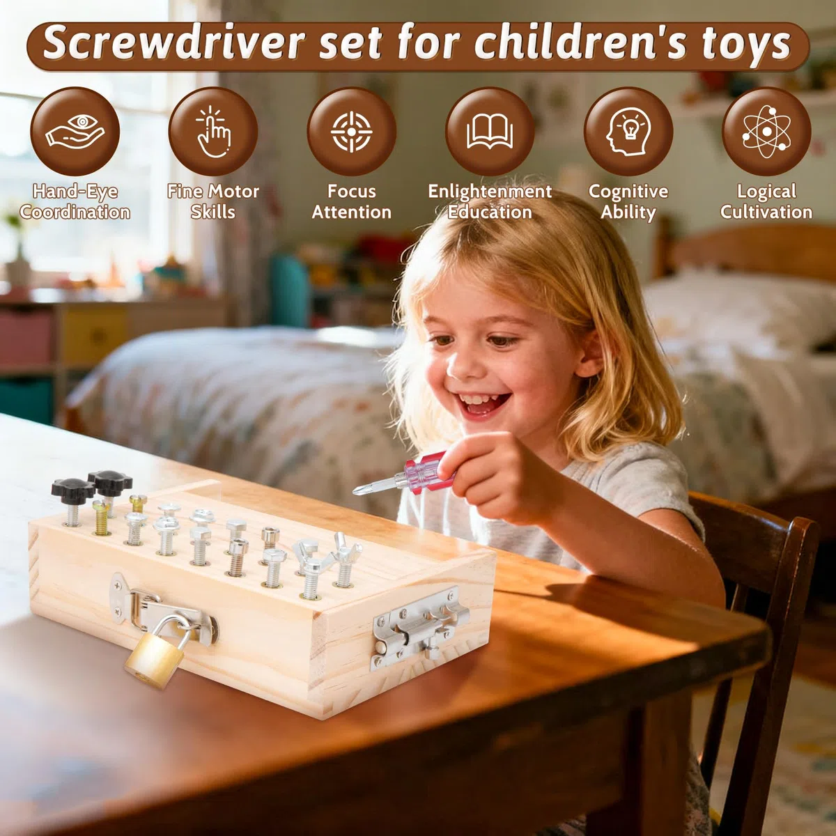 Montessori Jouet à partir de 3, 4, 5 ans, planche à visser en bois, jouet de motricité en bois, tournevis Busy Board, jouet éducatif, cadeau pour filles et garçons