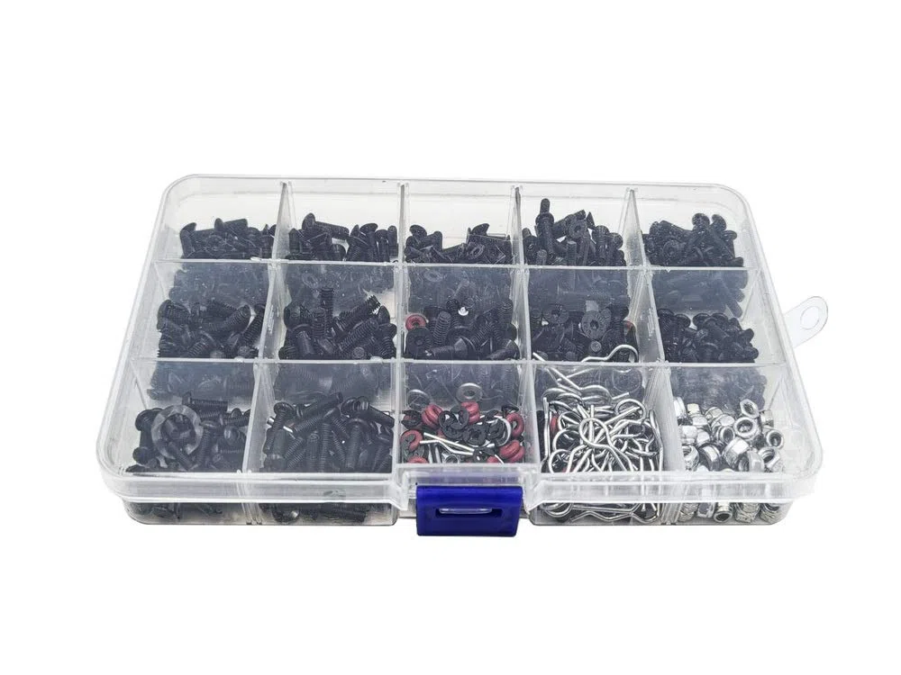 500 pièces Kits de vis de Voiture RC M3 / M4 / E Boucle/Boucle de Coque/écrous de vis/vis hexagonales/Bouchons Kit d'outils de réparation RC pour Voitures RC à l'échelle HSP/Wltoys