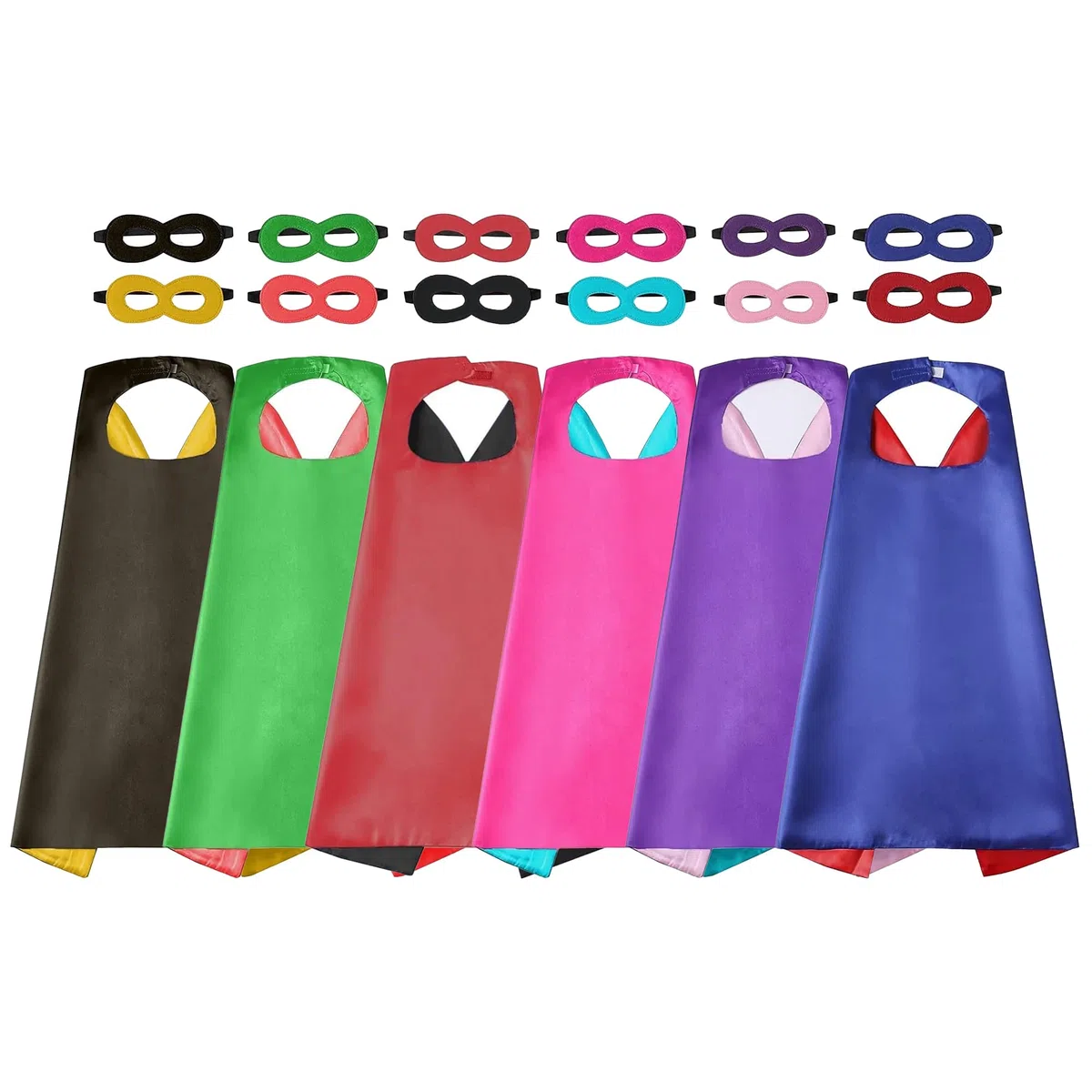 Ensemble cape de super-héros pour enfants – Costume de héros 6 double face – Fournitures de déguisement de fête pour garçons et filles