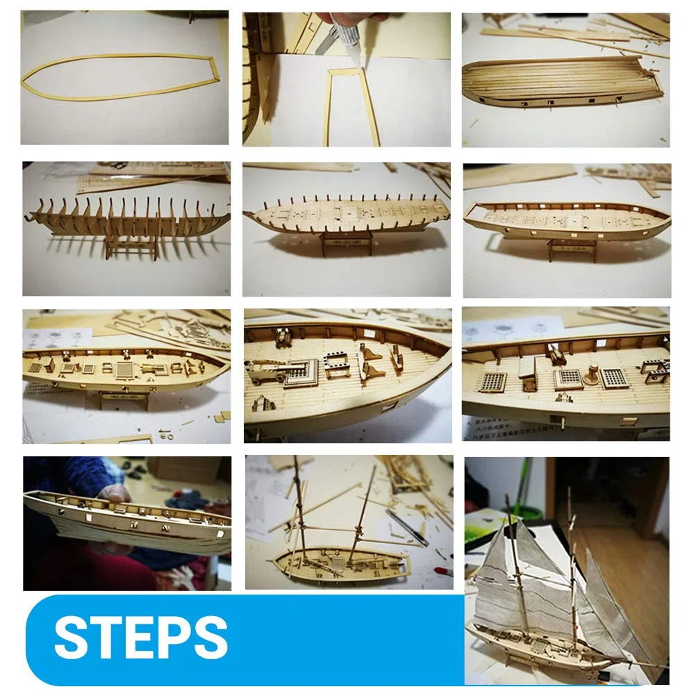 Stecto Kit de construction de bateau à monter soi-même, modèle classique en bois, modèle de bateau à voiles, décoration de maison, éducatif pour enfants et adultes 400 x