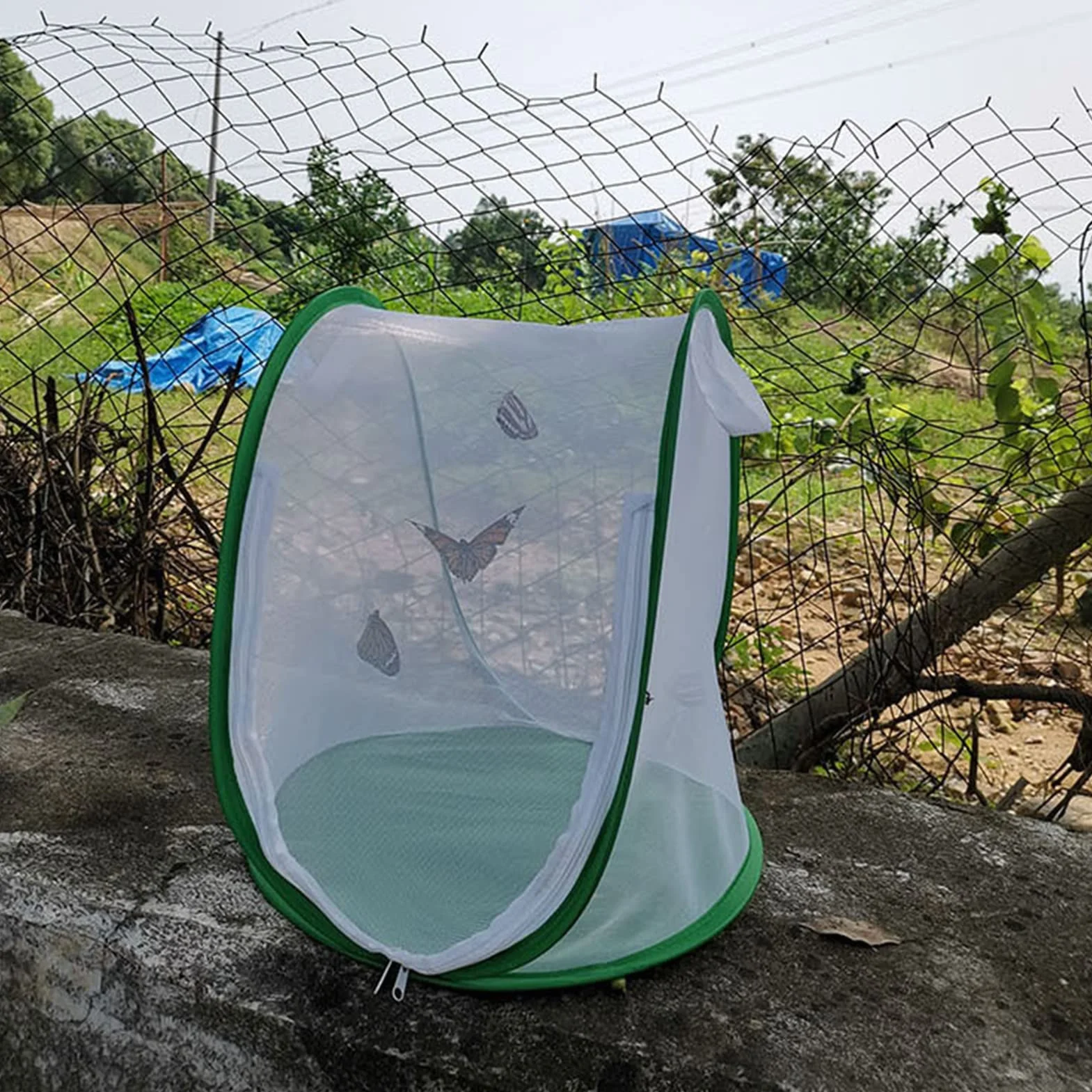 TOPINCN Habitats de Papillons avec Poignée Grands Insectes Verts Mesh Cag Habitats de Papillons Pliables Cage de Jardinage pour L'expérience D'éducation Scientifique